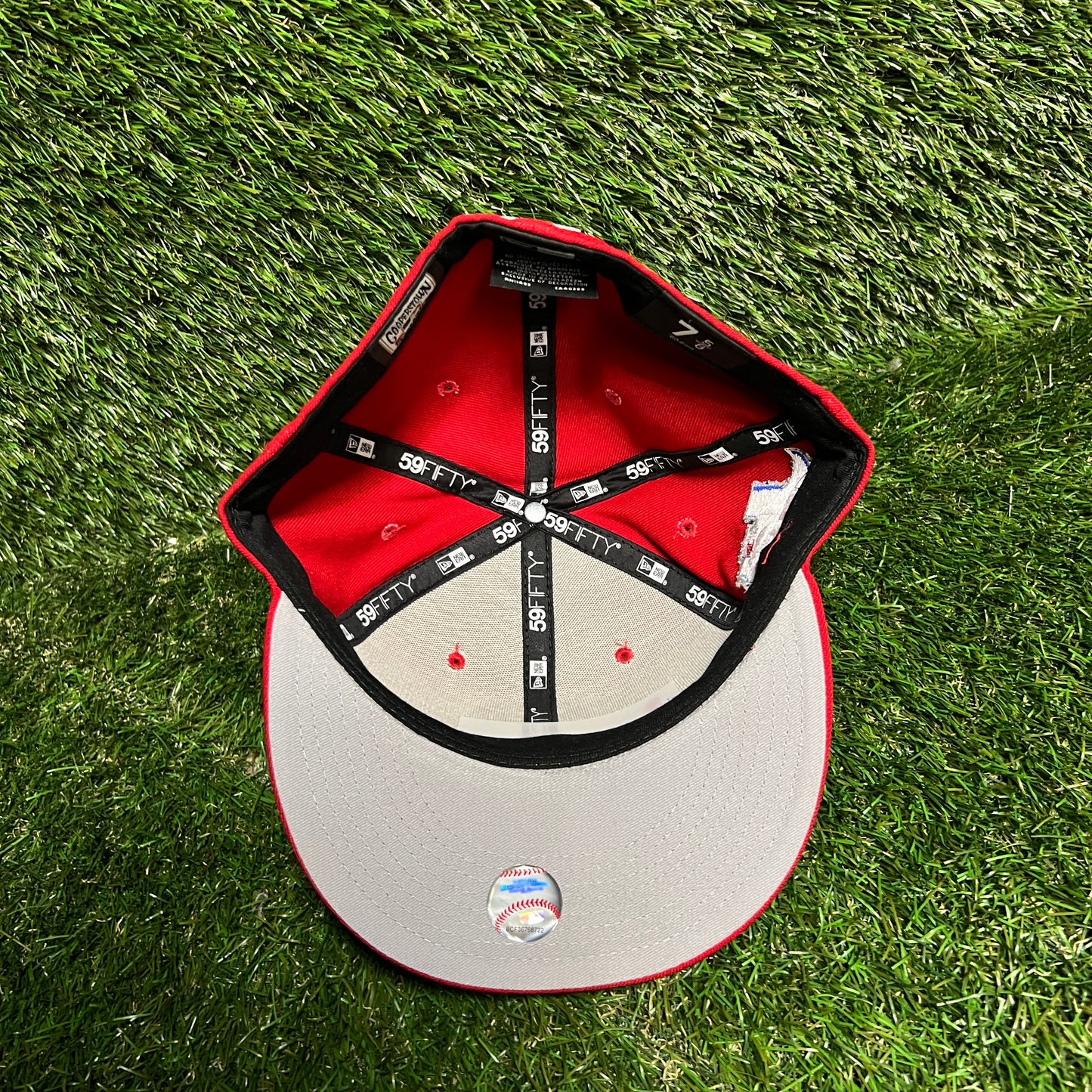 2012 New Era Texas Rangers 40th Anniversary Red Hat Size 7 5/8 USED v16167