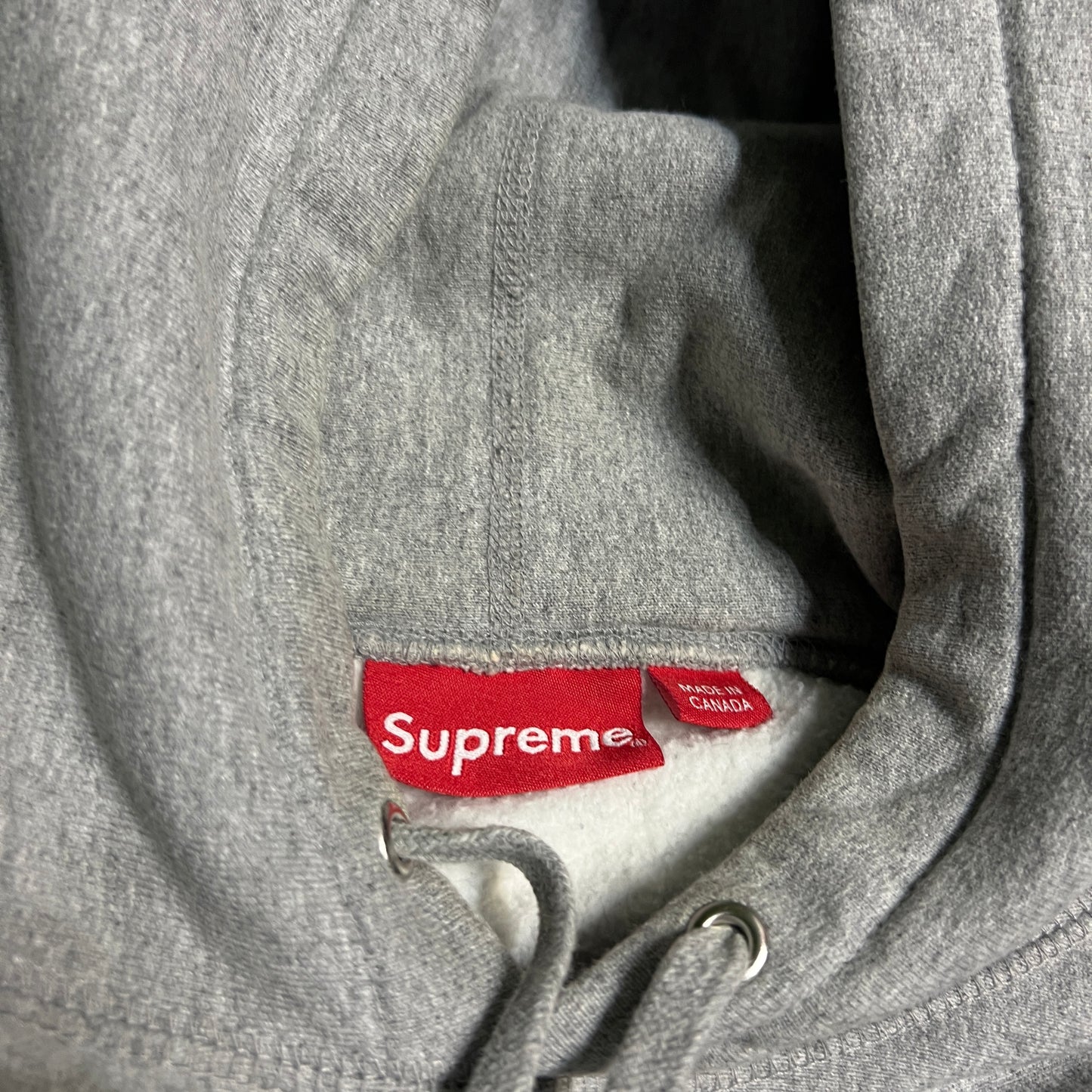 Supreme Box Logo Safety Orange Grey Hoodie Size Medium USED x13580 FW17