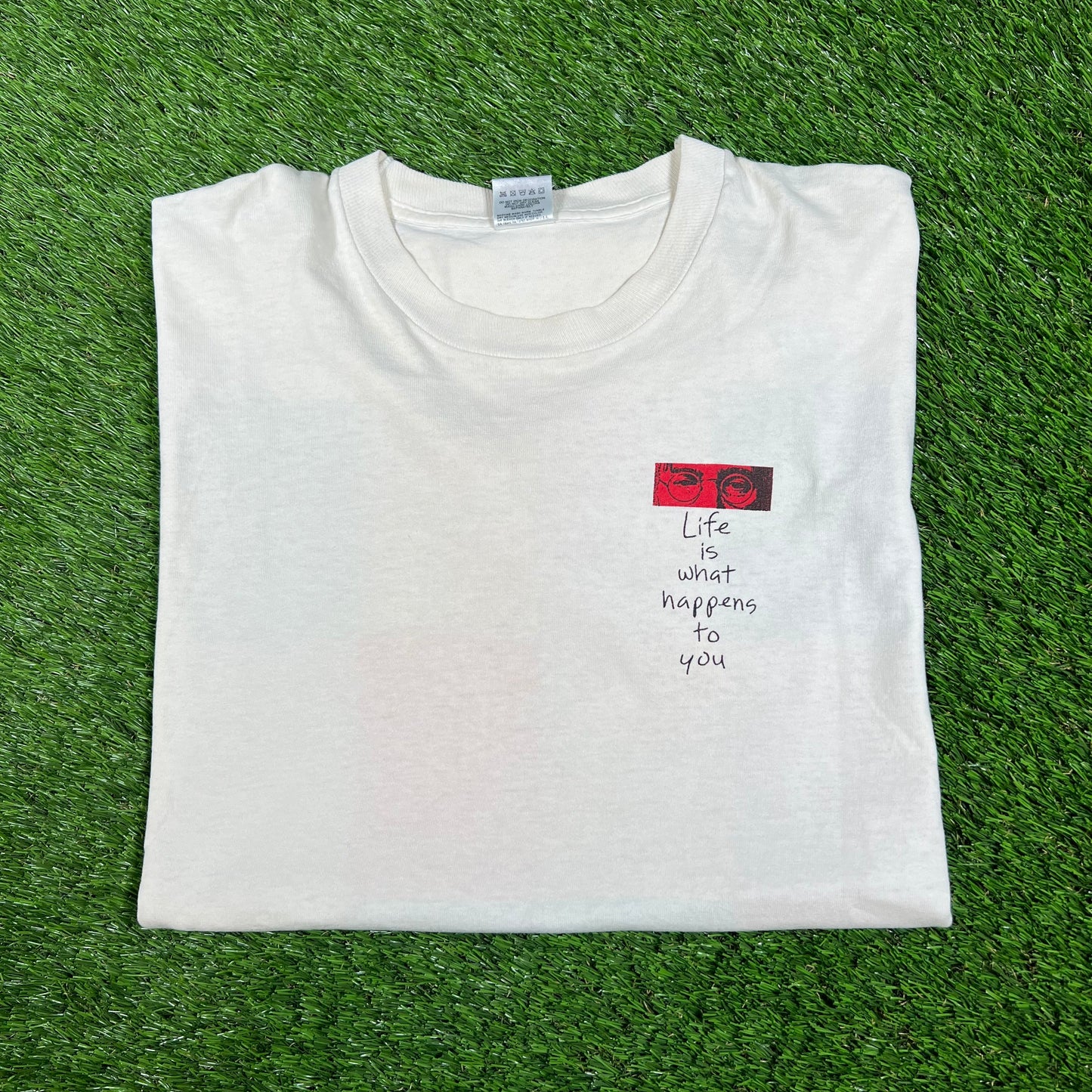 1990s White John Lennon Art Tee Size Large USED v16589