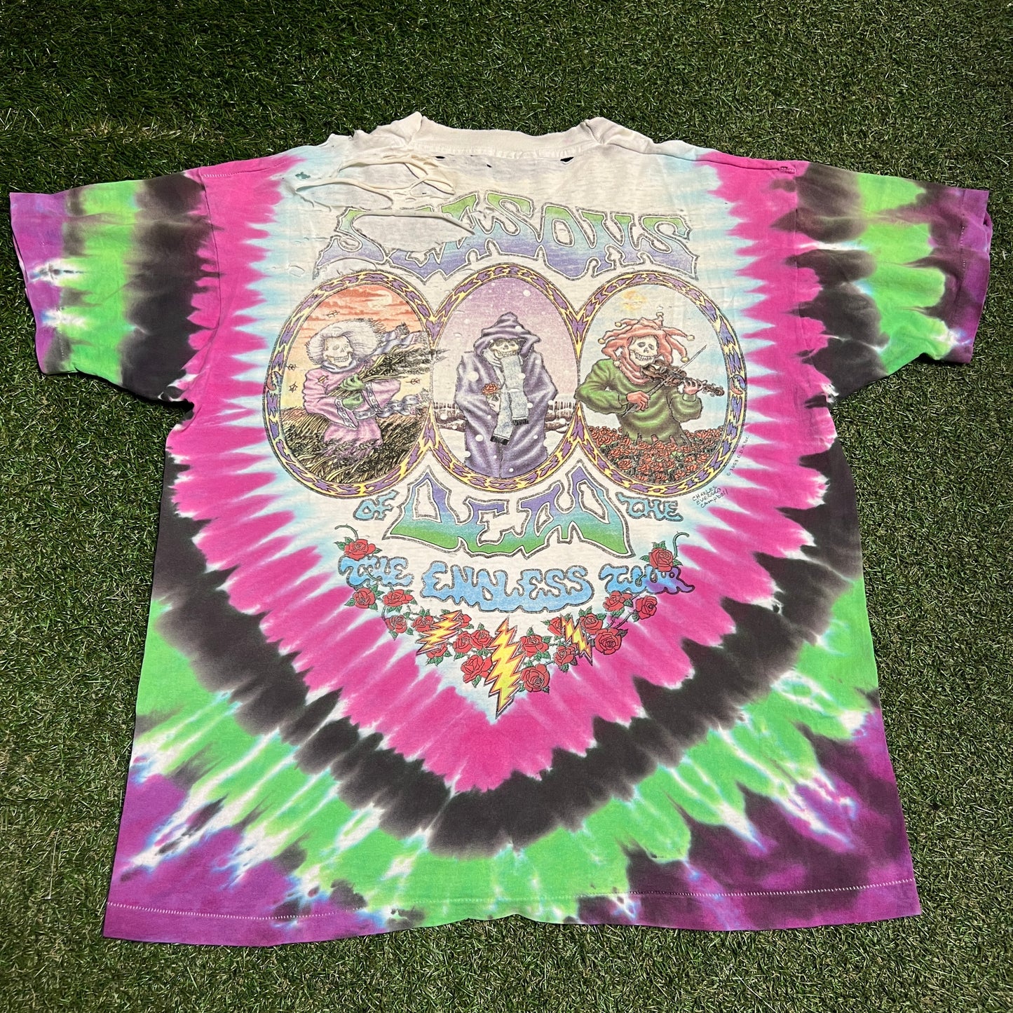 1993 Grateful Dead Dancing Jester Endless Tour Tee Size XL USED v16297