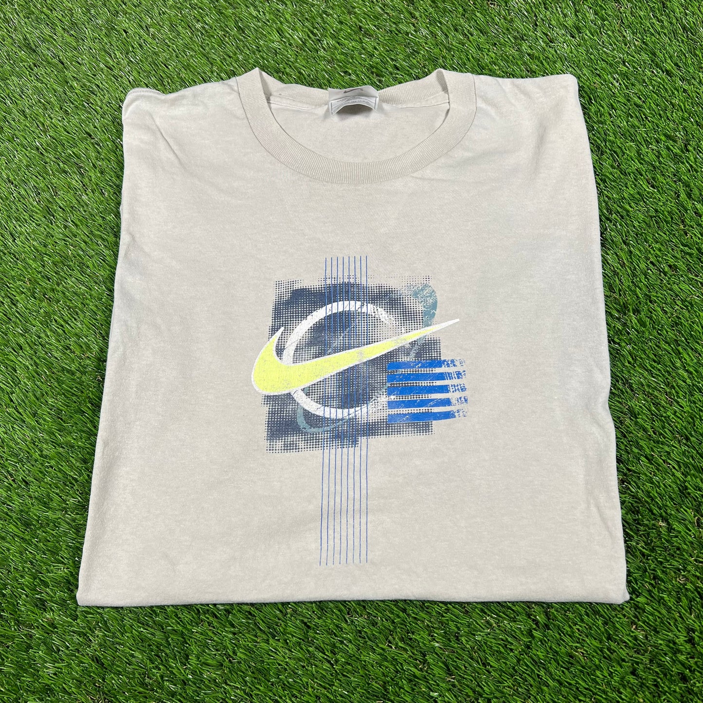 1990s Nike White Tag Grey Tee Size XL USED v16818