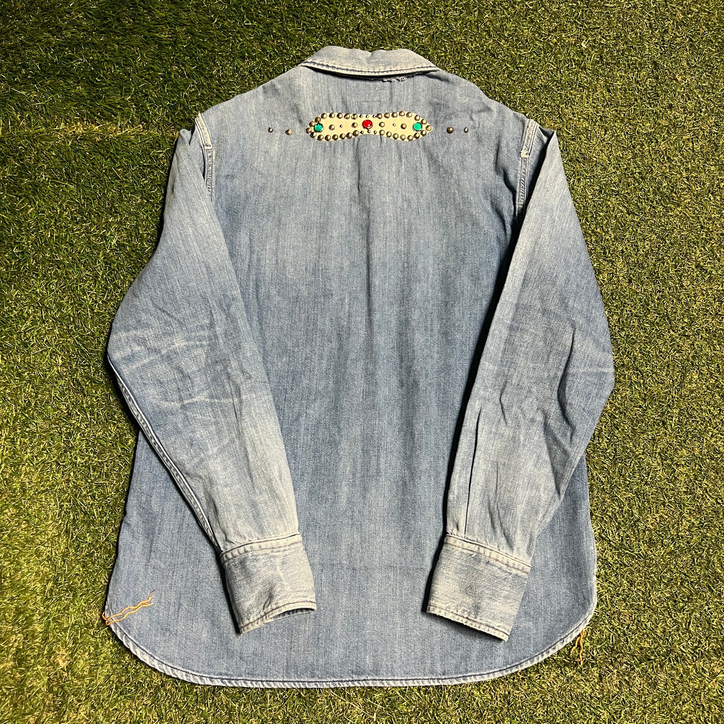 Kapital Studded Xs Blue Denim Shirt Size 2 (Medium) USED x14153