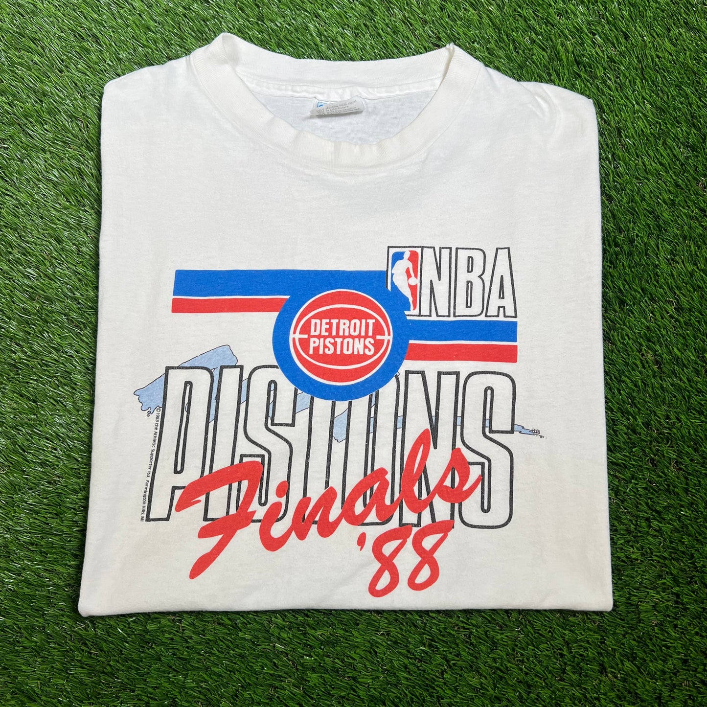 1988 Detriot Pistons Finals White Tee Size XL V16546