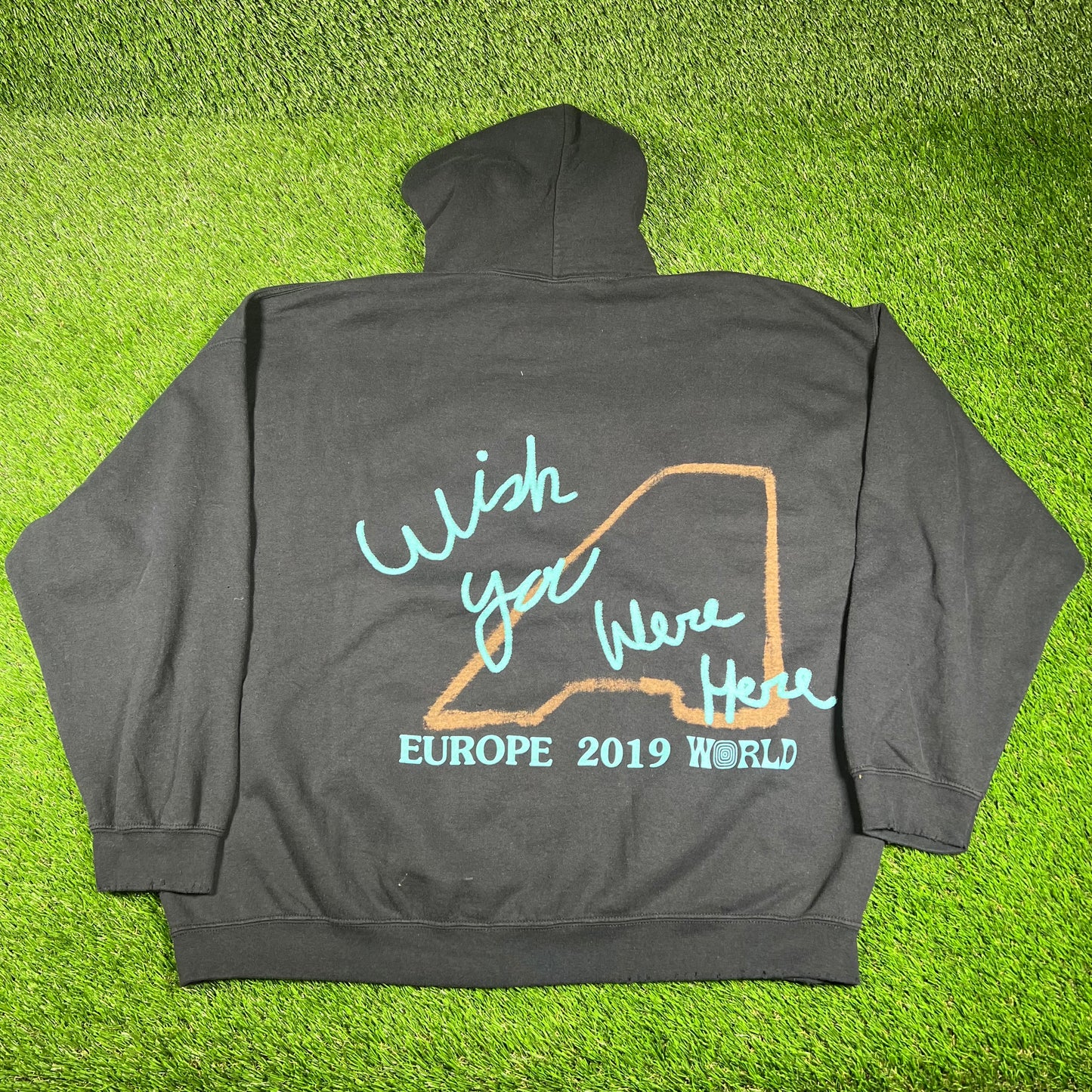 Travis Scott Astro World London 2019 Black hoodie Size XL USED x14548