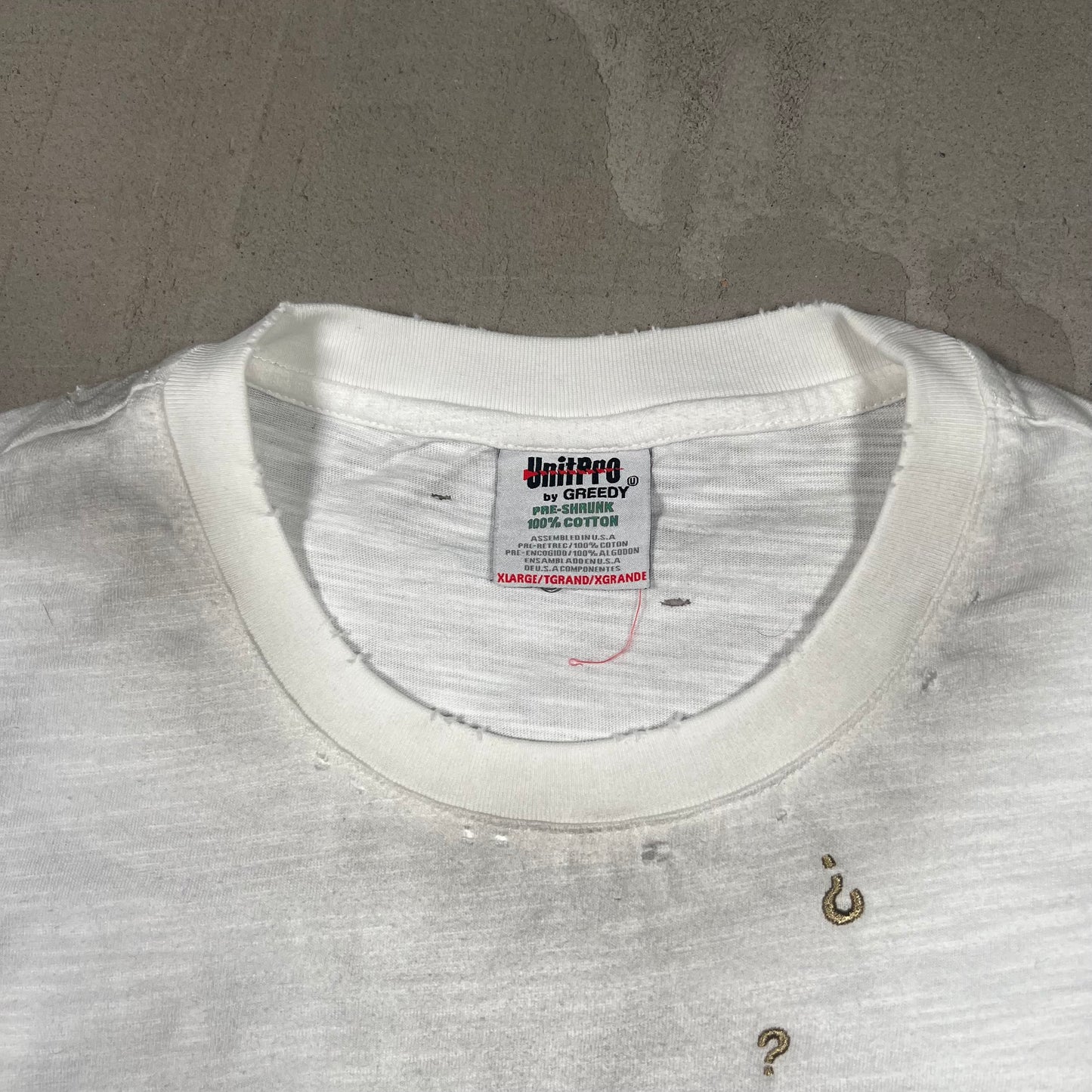 Greedy Unit White Thrashed Everyday Tee Size XL USED x17174