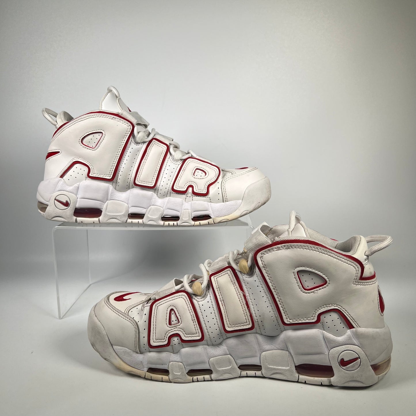 Nike Air More Uptempo White Varsity Red Outline (2021) Size 11 USED s18579
