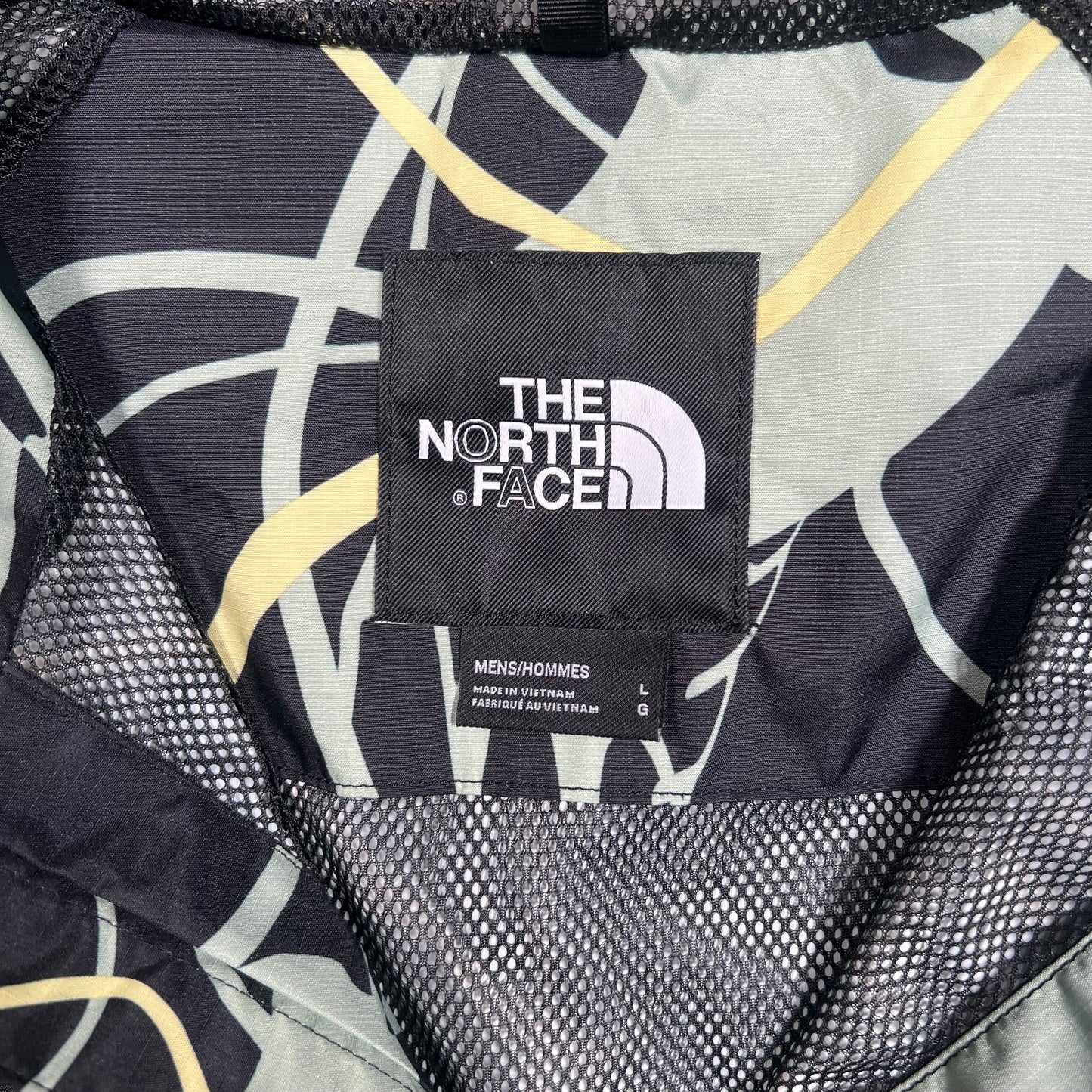 North Face Mint/Black AOP Full Zip Windbreaker Size Large USED v17974