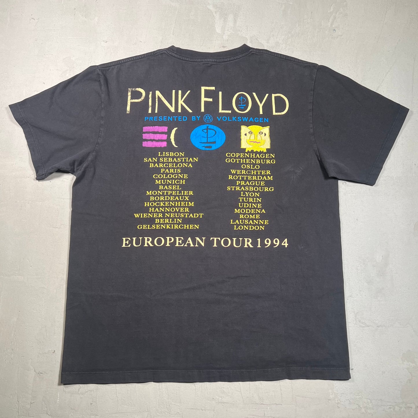 1994 Pink Floyd Division Bell Euro Tour Tee Black Size XL USED v19388
