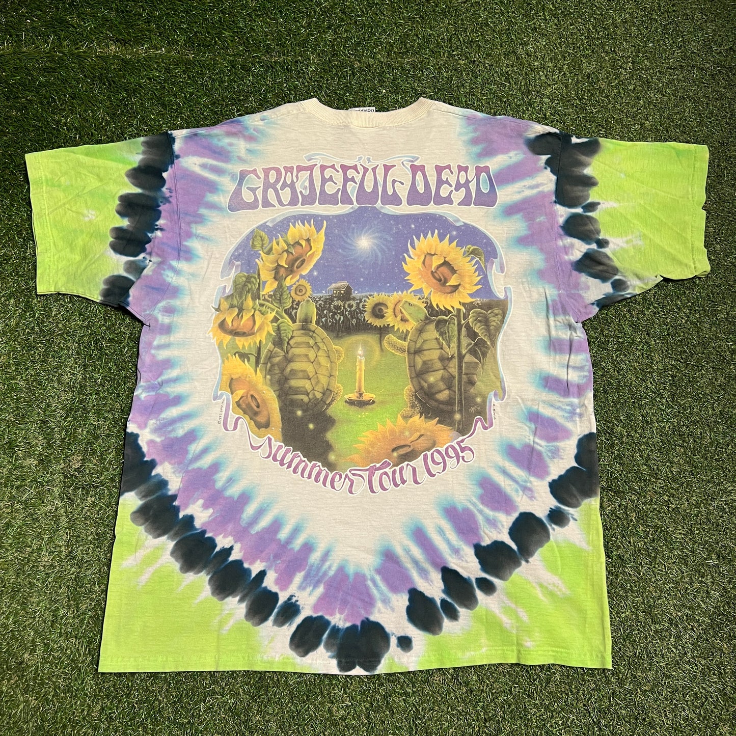 1995 Grateful Dead Summer Tour Turtles Tie Dye Tee Size XL USED v16348