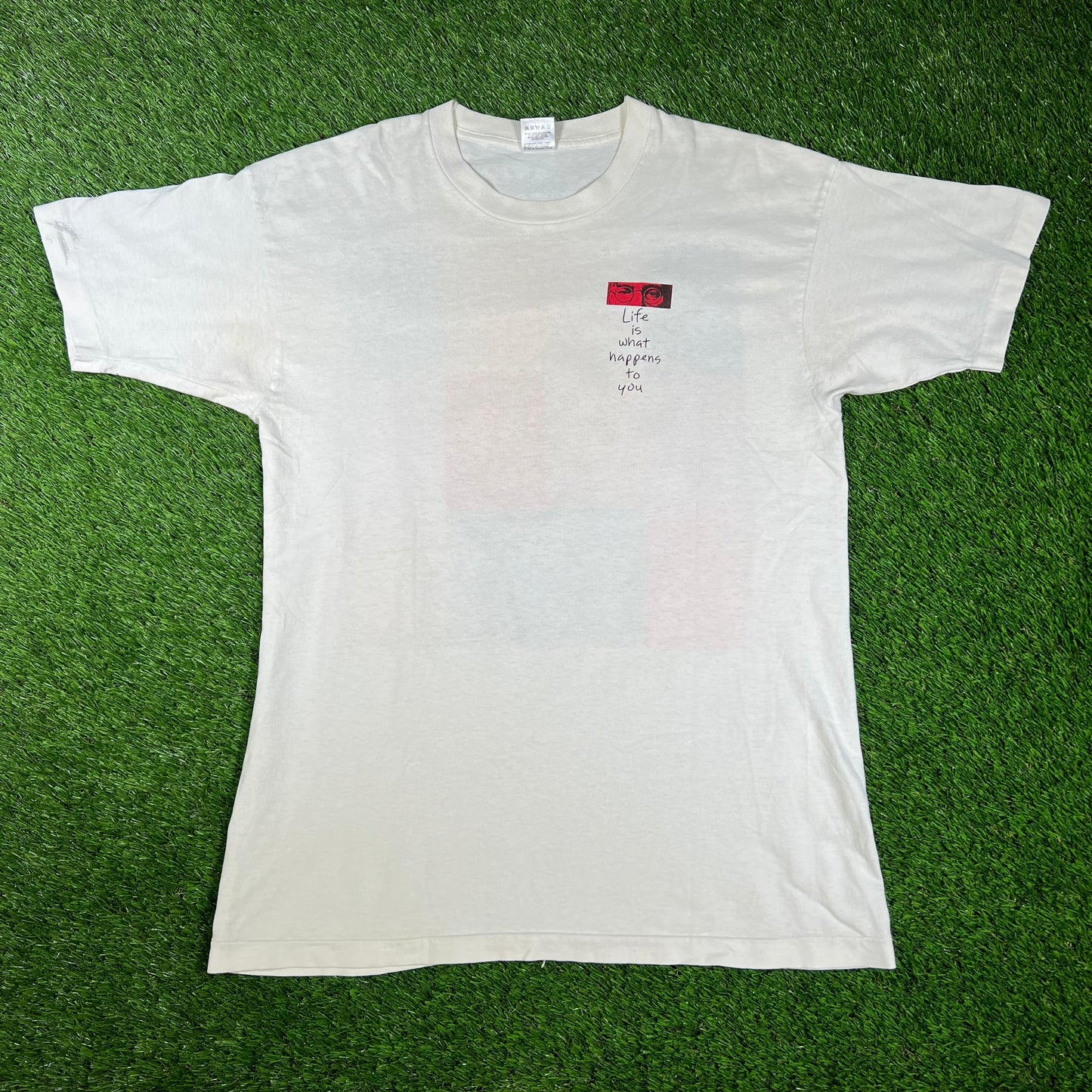 1990s White John Lennon Art Tee Size Large USED v16589