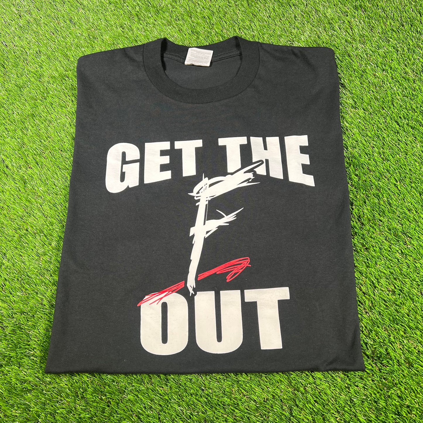 2002 WWE Get The F Out Black Tee Size XL USED v16696