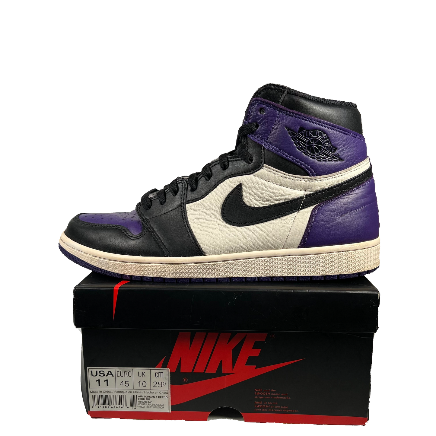 Jordan 1 Court Purple (2018) Size 11 USED s18562