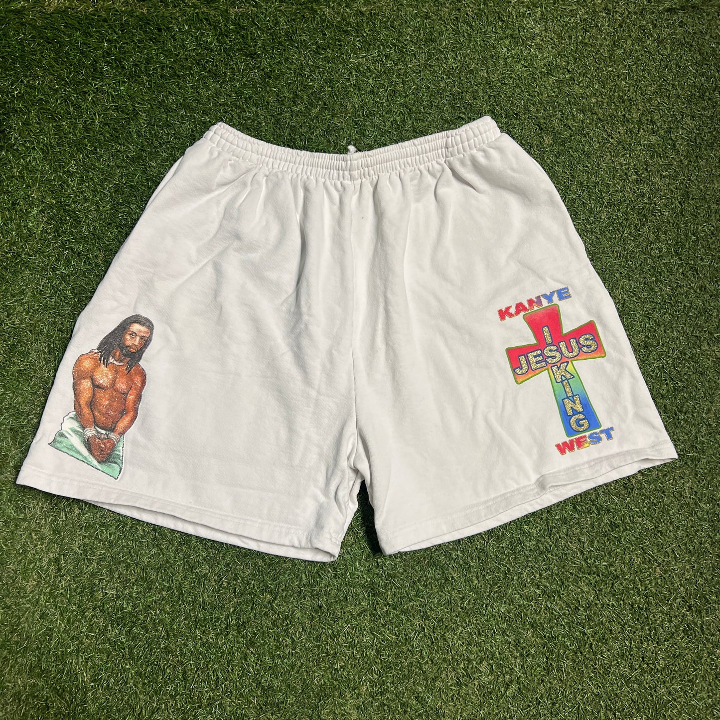 Kanye West Jesus is King AWGE White Shorts Size Large USED x13626