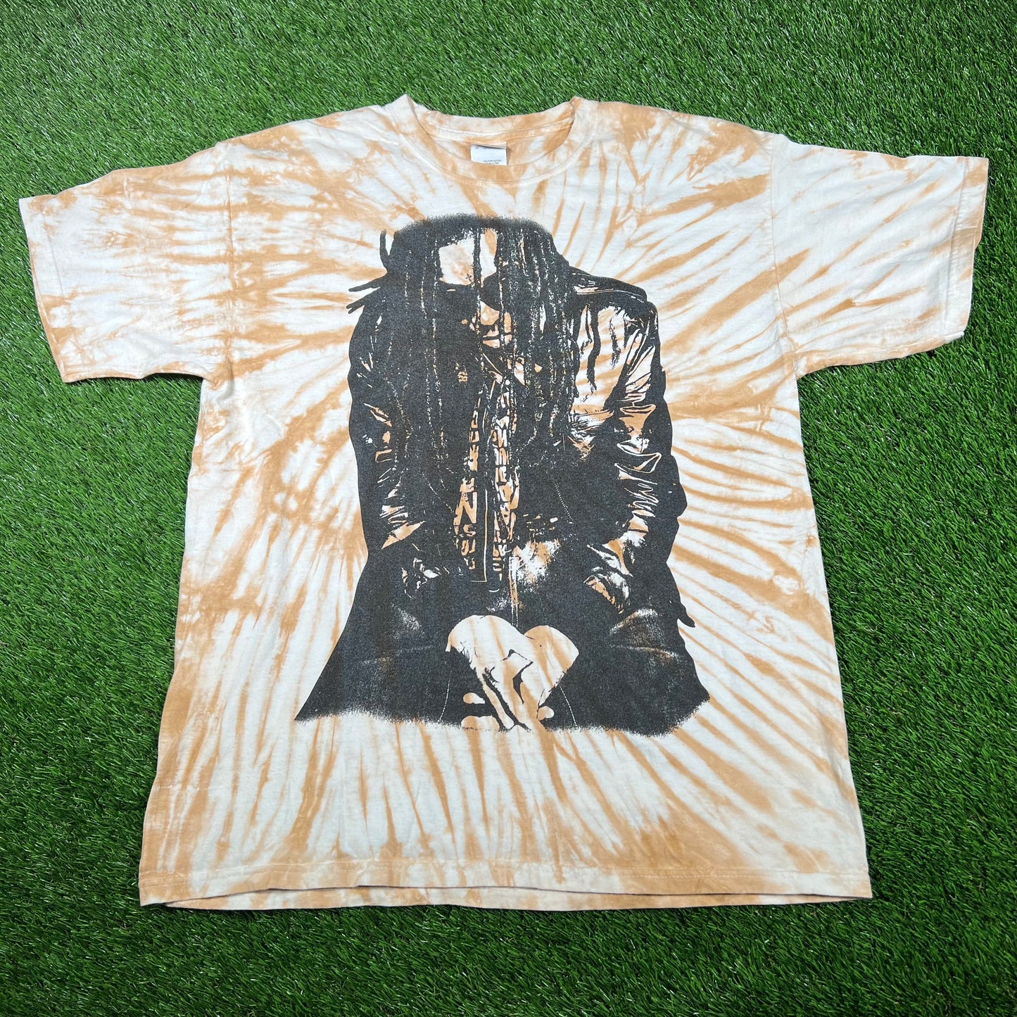 2008 Lil Wayne The Carter 3 Brown Tie Dye Tee Size Large USED v15966