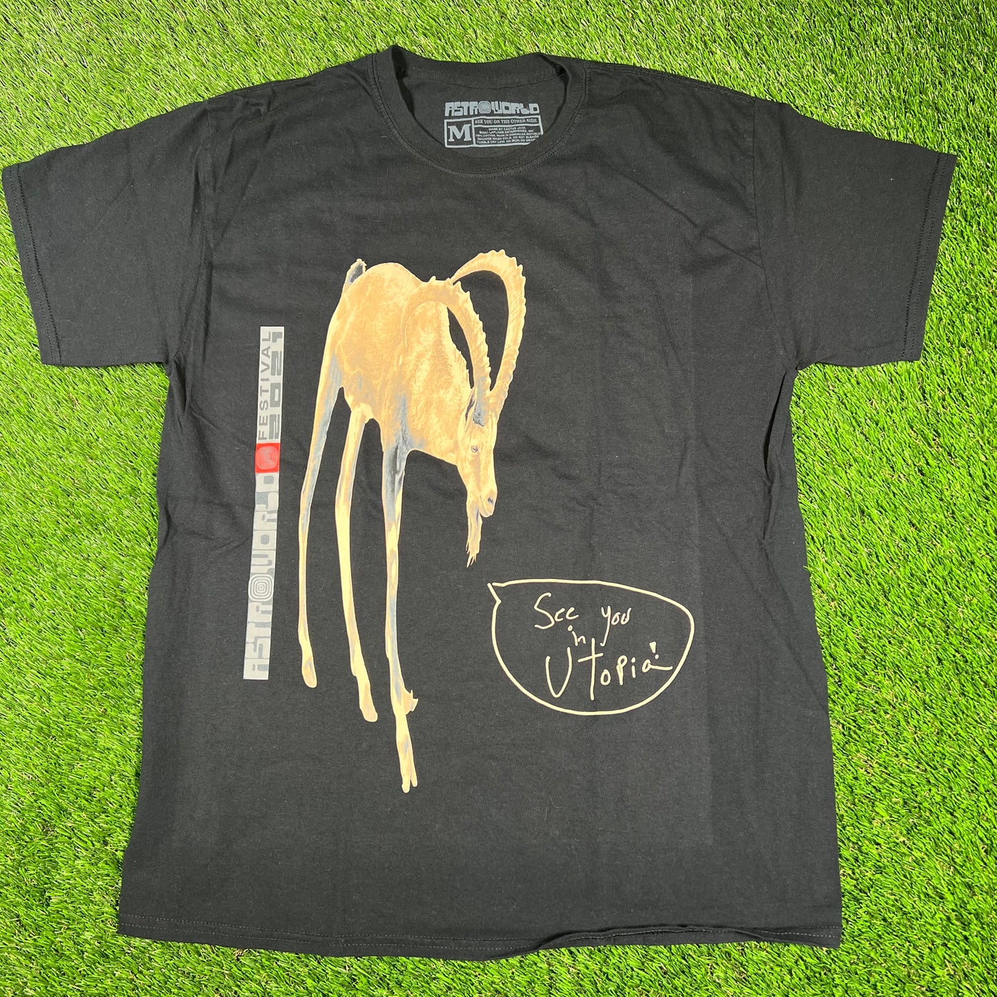 Travis Scott Astroworld Black Goat Tee Size Medium USED x14495