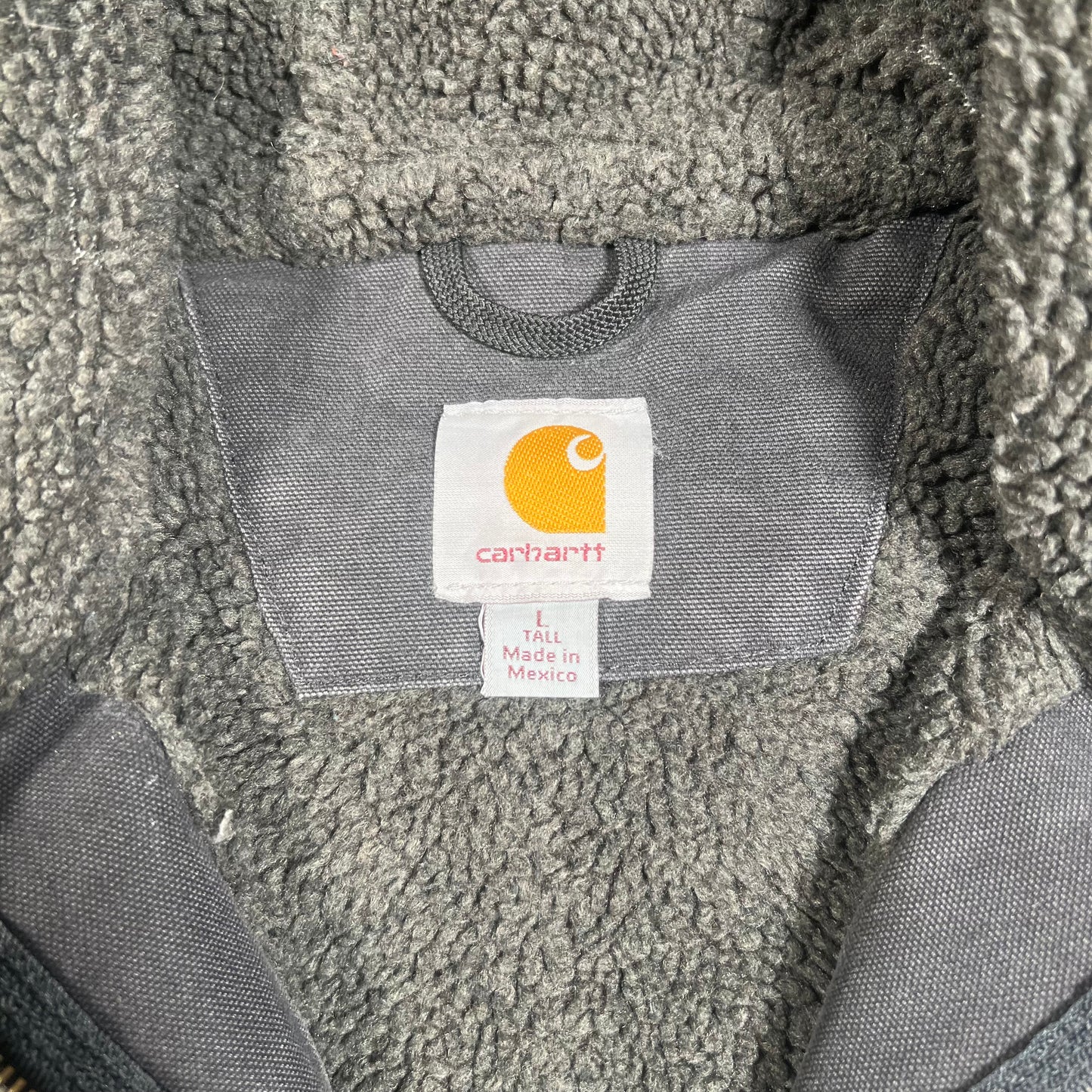 Y2K Carhartt Sherpa Lined Duck Sierra Washed Black Workwear Jacket Size Large USED v18391