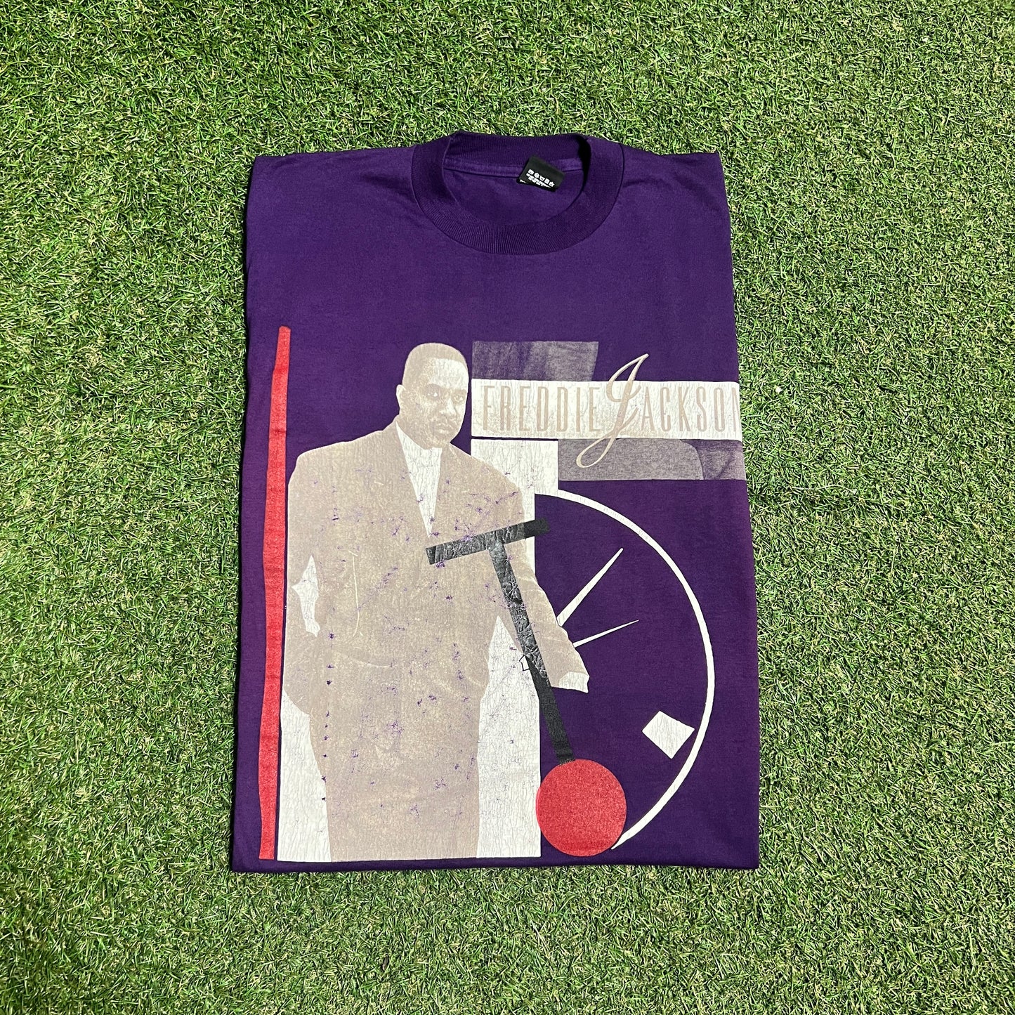 1990s Freddie Jackson Clock Purple Tee Size XL USED v16248