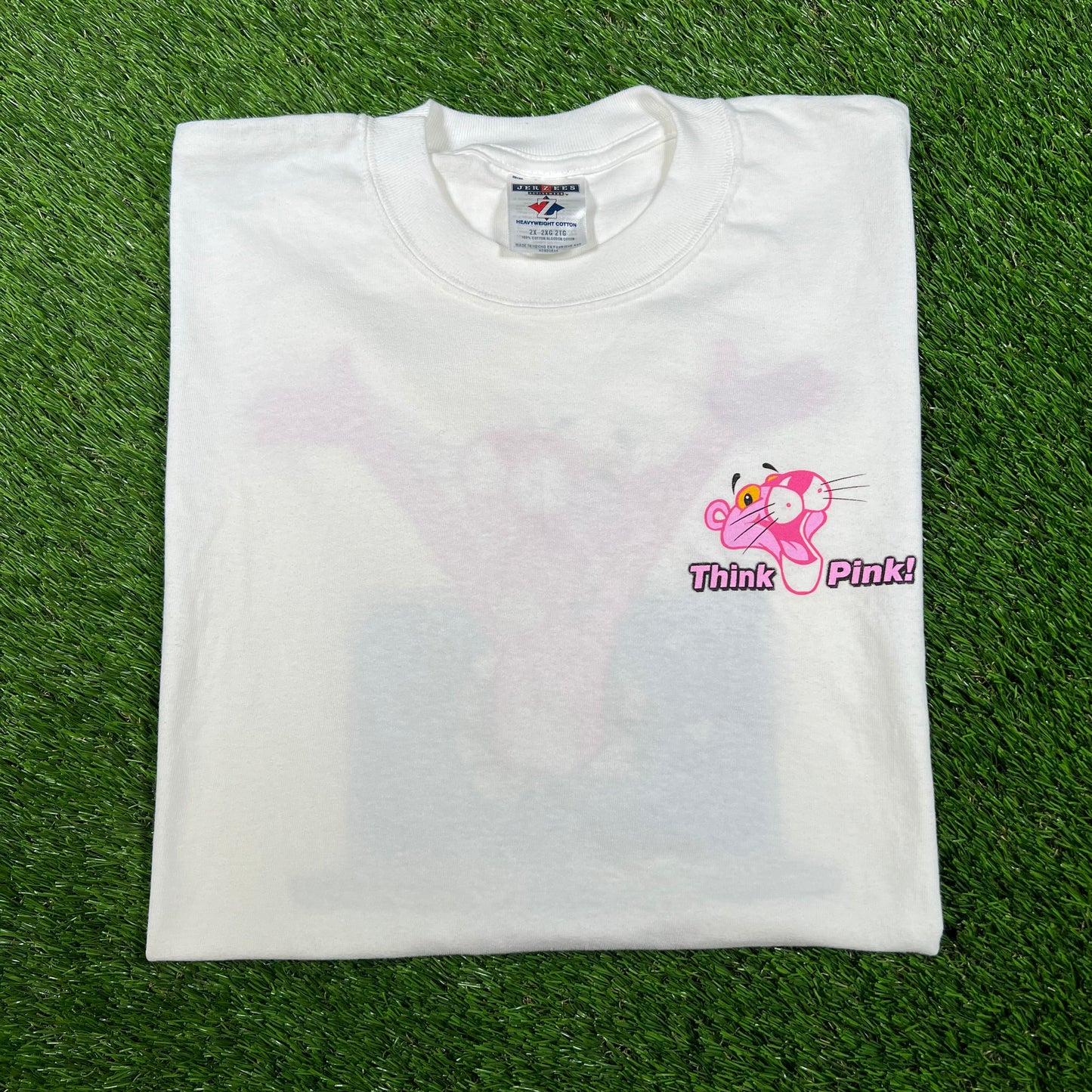 1990s Pink Panther New Cat In Town White Tee Size XXL USED v16616