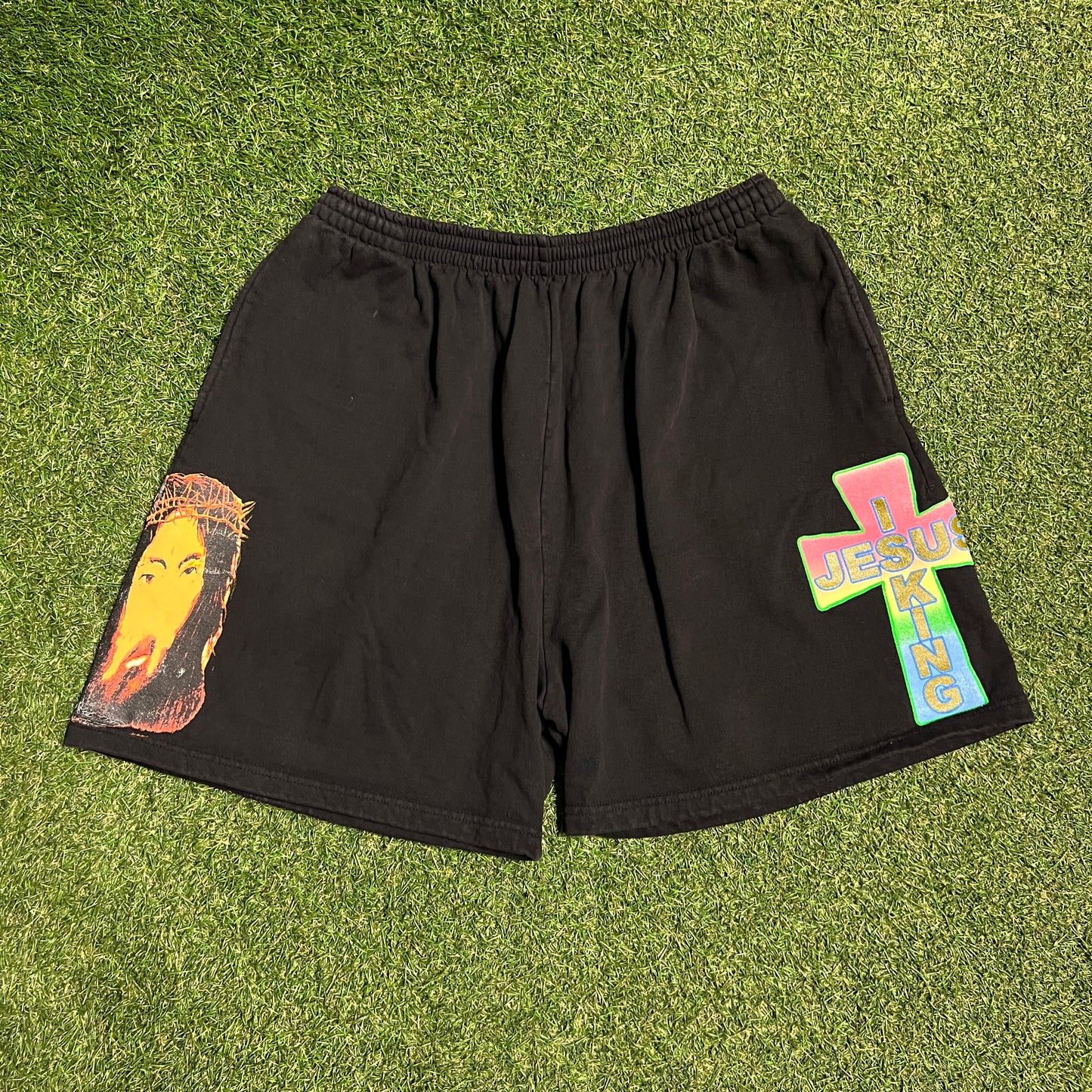 Kanye West Jesus is King AWGE Black Shorts Size Large USED x13625