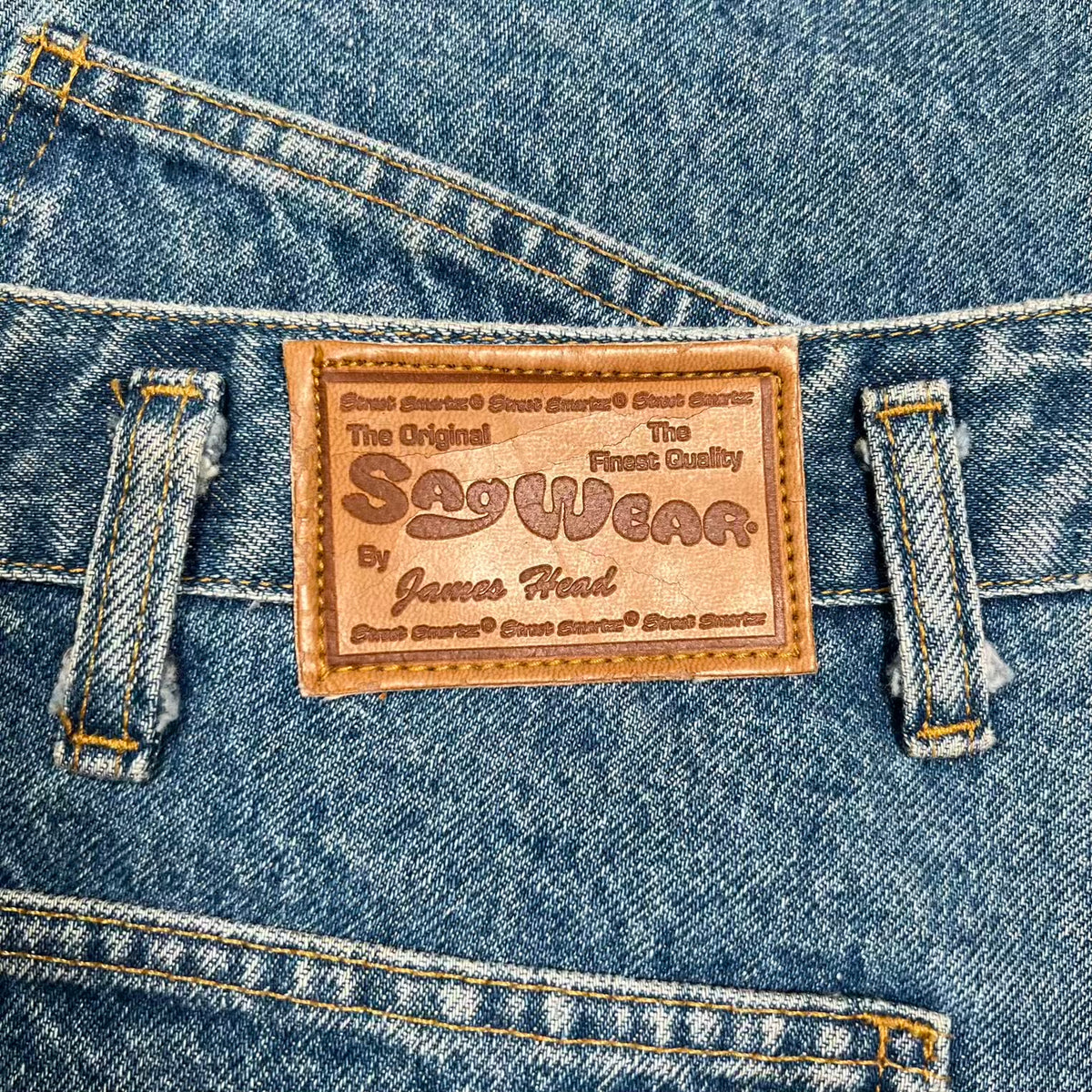 Y2K Sagwear Double Blue Jean Baggy Wide Leg Pants Size 32 USED v20299