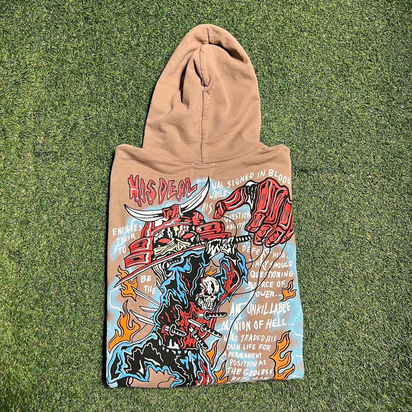 Warren Lotas "His Deal Signed in Blood' Brown Hoodie Size Medium USED x13486