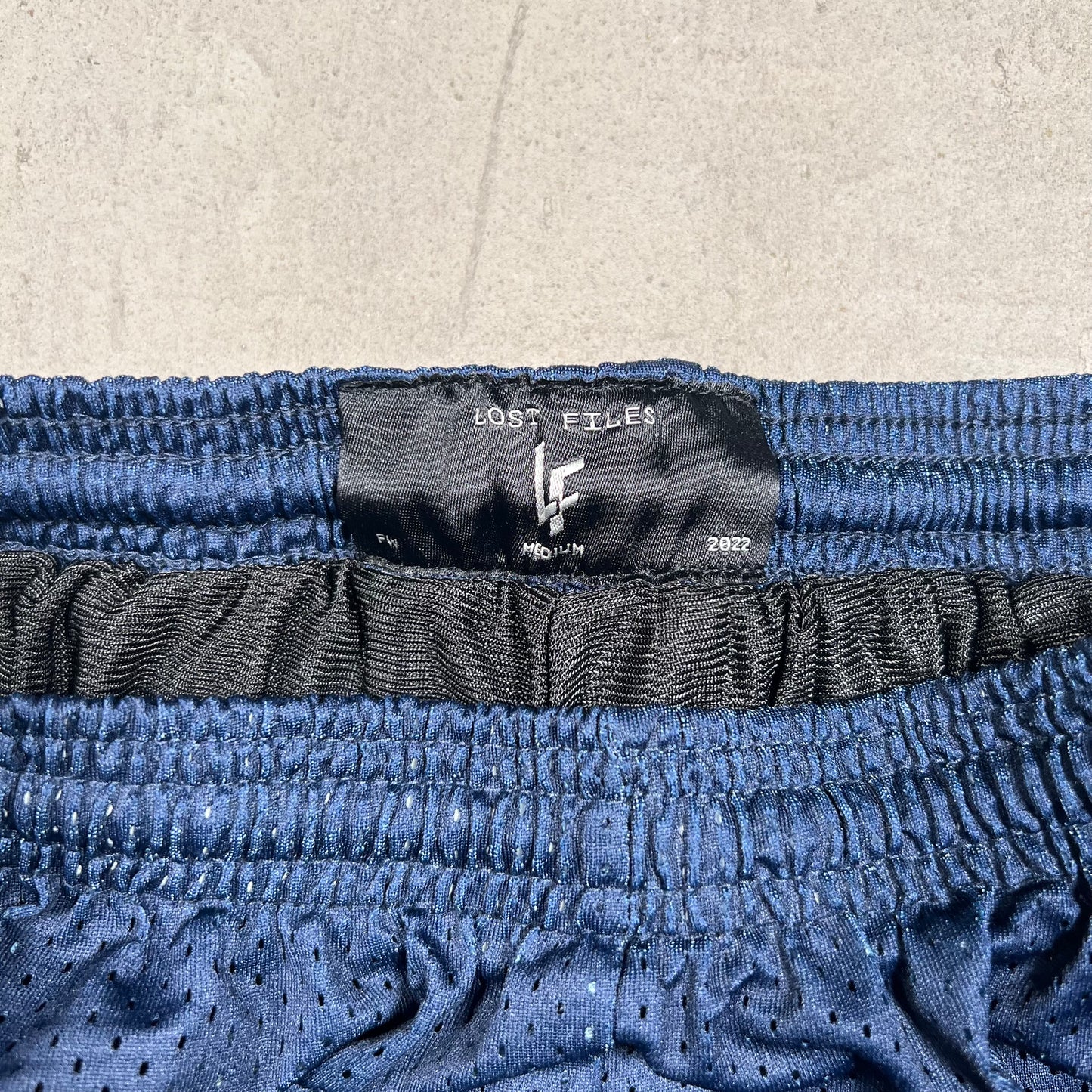 Lost Files Mesh Shorts Navy Logo Size Medium USED v19425