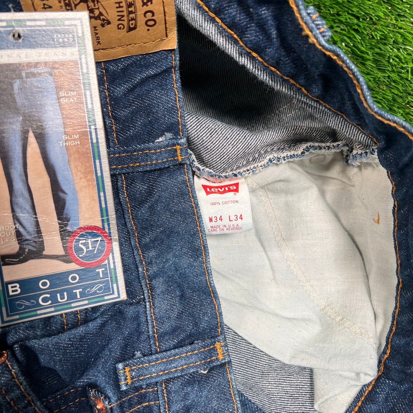 1990s Levi's 517 Orange Tab Denim Jeans Size 34 NEW v18650