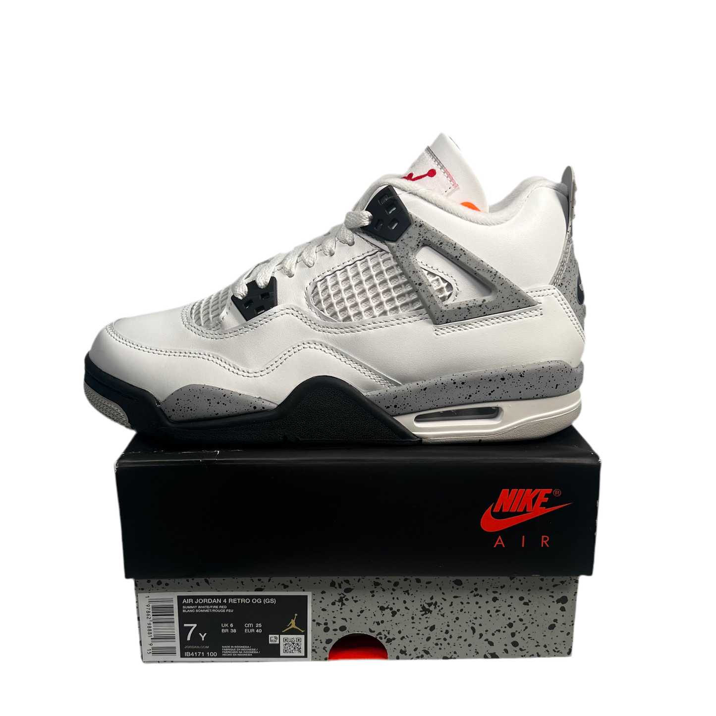 Jordan 4 White Cement (2025) Size 7y NEW s17592