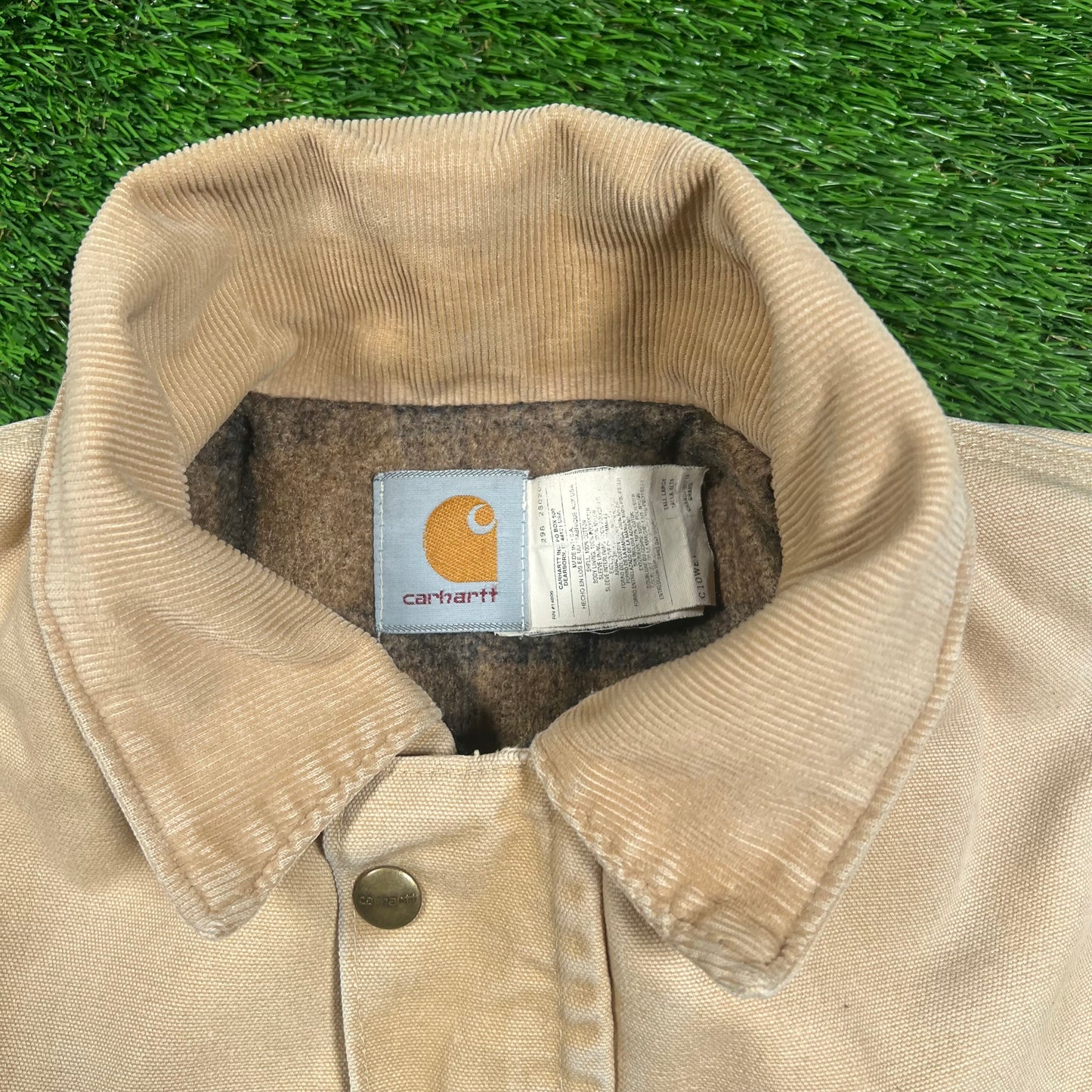 1990s Carhartt Union Made Khaki Field Coat Size Large USED
