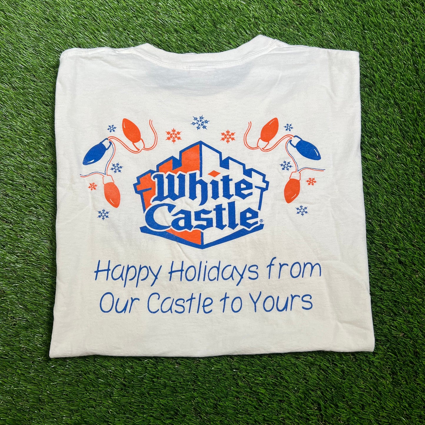 1990s White Castle Happy Holidays White Tee Size XL USED V16541