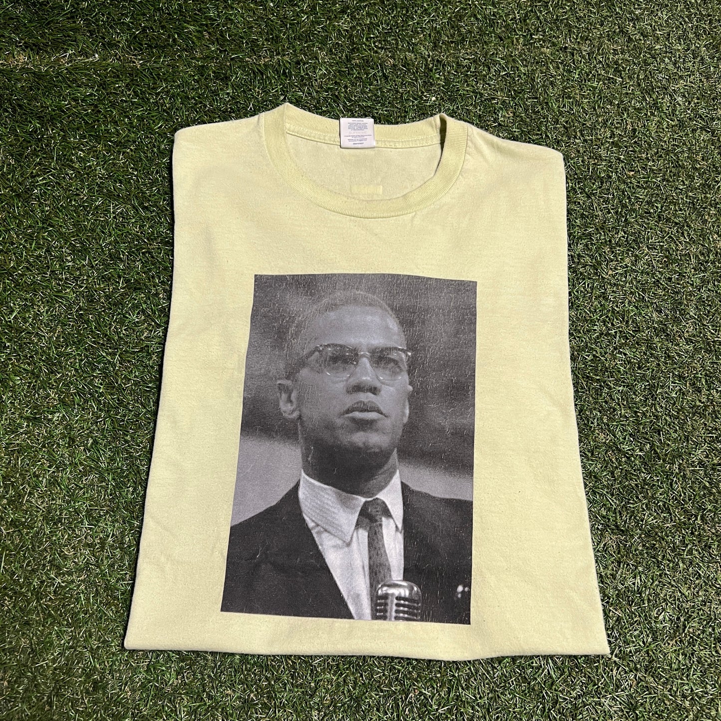 Supreme Malcolm X 2022 Pale Yellow Tee Size Medium USED x13920