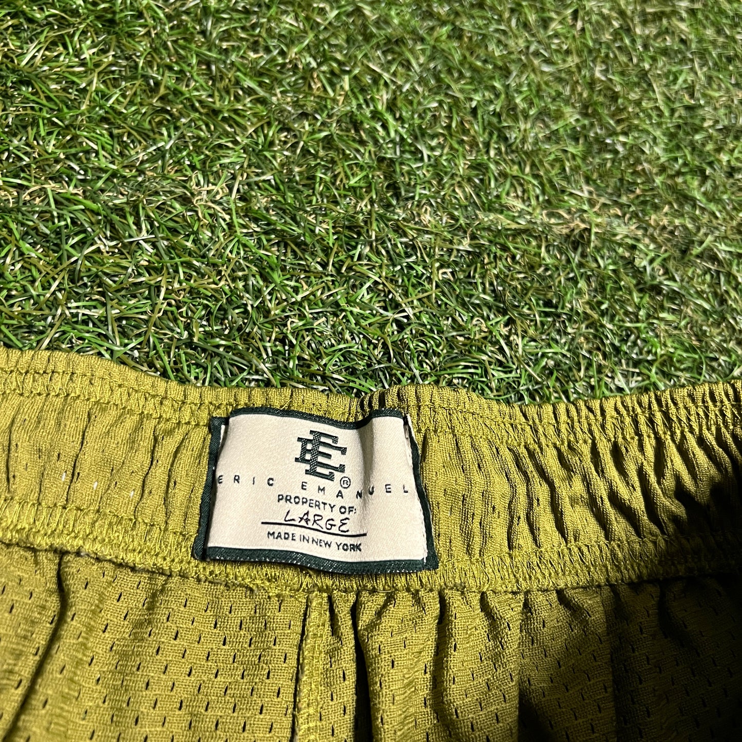 Eric Emanuel Grey Bolt Green Shorts Size Large USED x14168