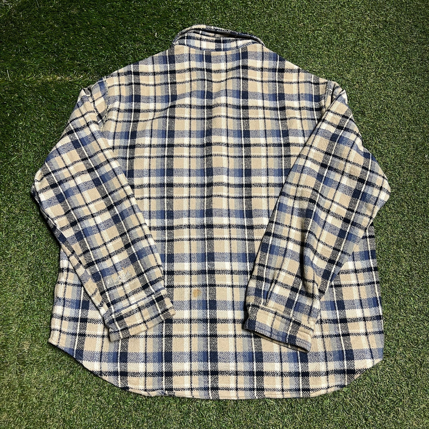 Vuja De Blue/Tan Plaid Flannel Button Up Size XL USED x13999