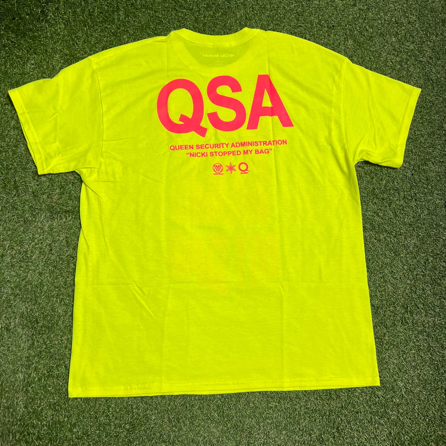 Nicki Minai "Stopped My Bag" Neon Yellow Tee Size XL NEW x13621