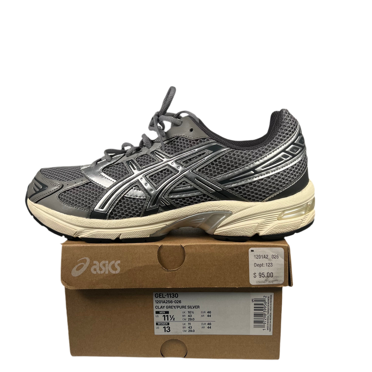 Asics Gel-1130 Clay Grey Pure Silver (2024) Size 11.5 USED S17997