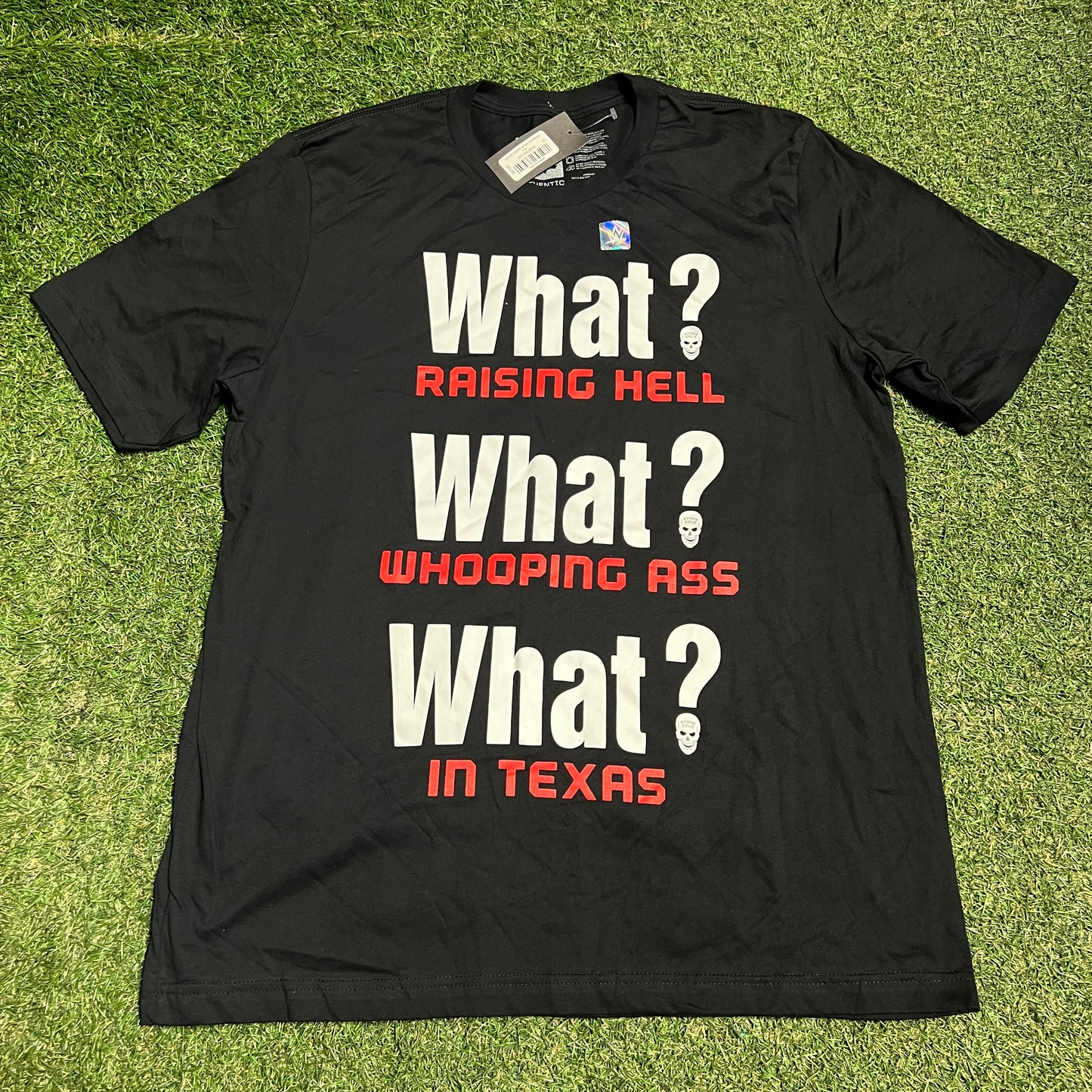 WWE Stone Cold What? Raising Hell Black Tee Size XL NEW v16380