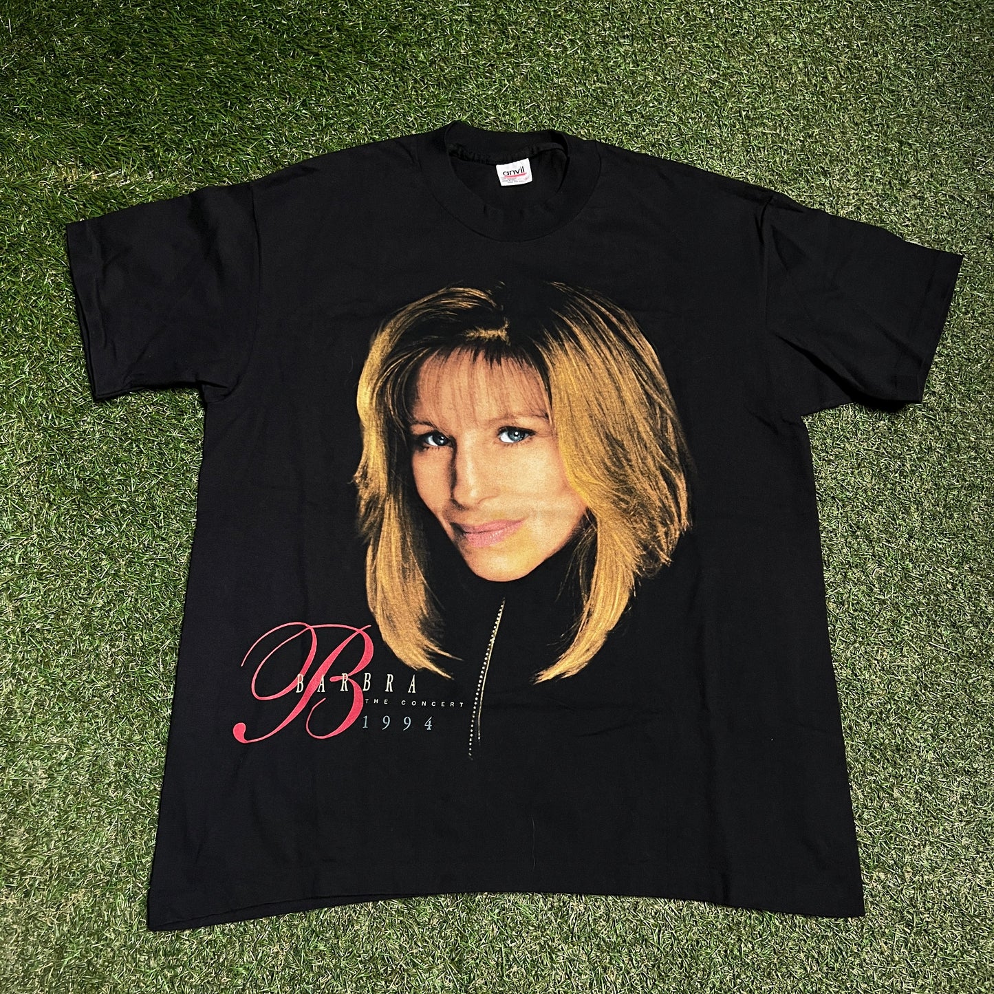 1994 Barbra The Concert Big Face Black Tee Size Large USED v16492