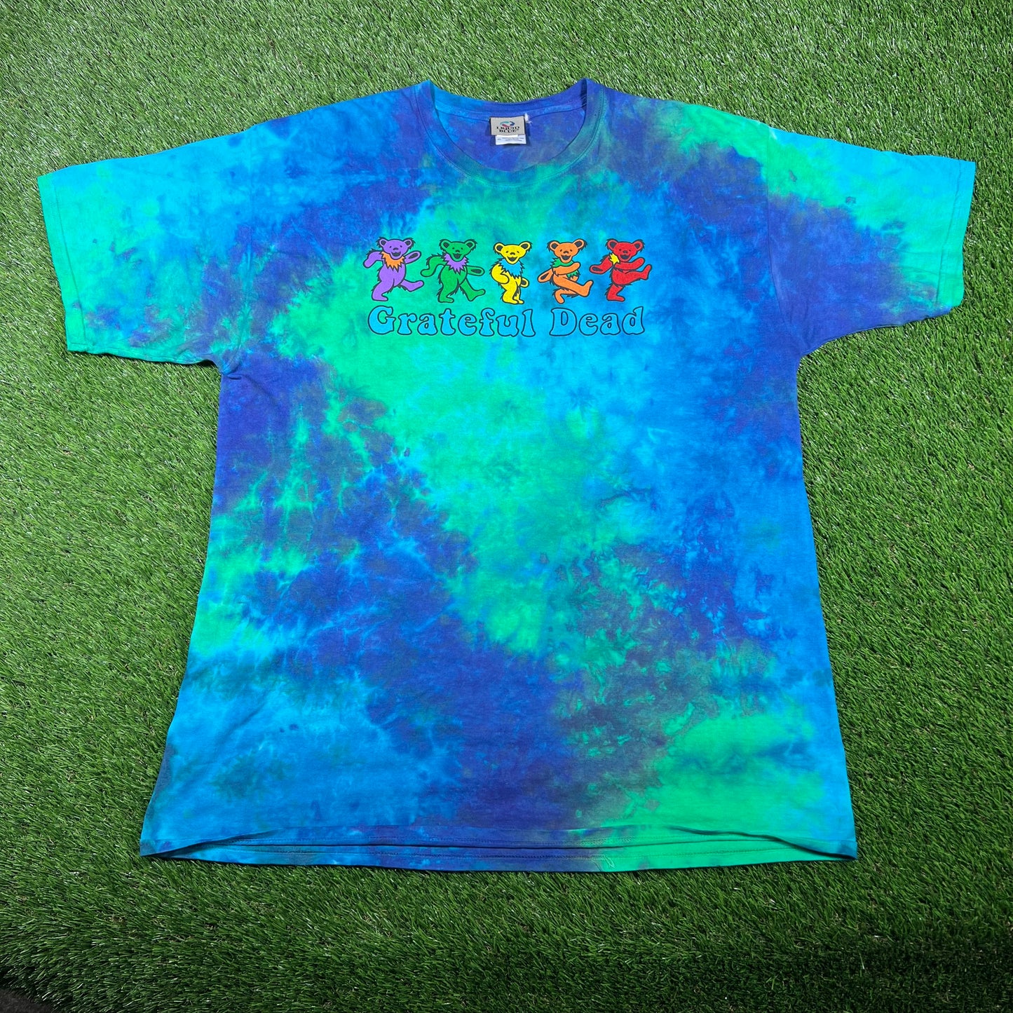 Modern Grateful Dead Bears Blue/Green Tie Dye Tee Size XL USED v16897