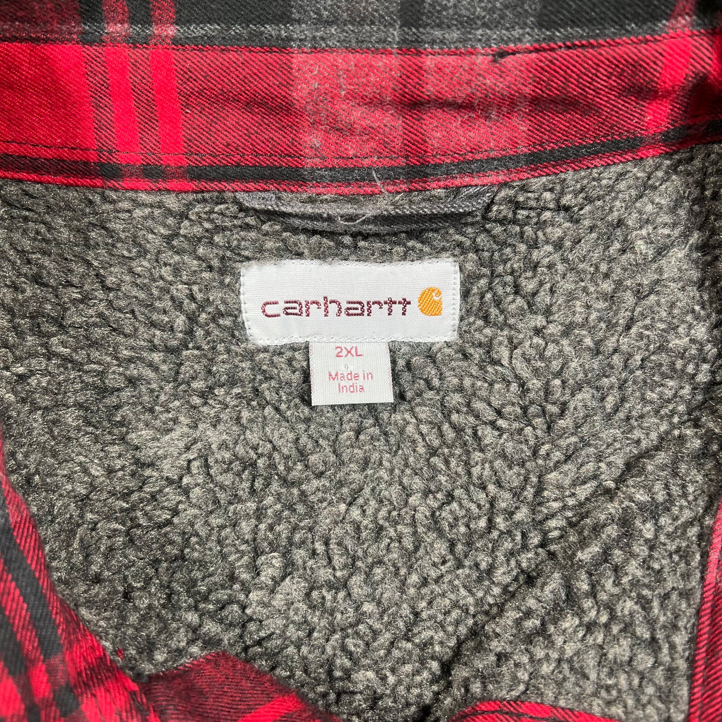 Carhartt Fleece Lined Red Plaid Longsleeve Size XXL USED v18474