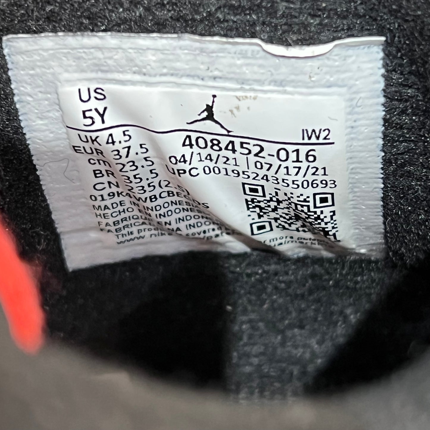 Jordan 4 Red Thunder Size 5y NEW s12457