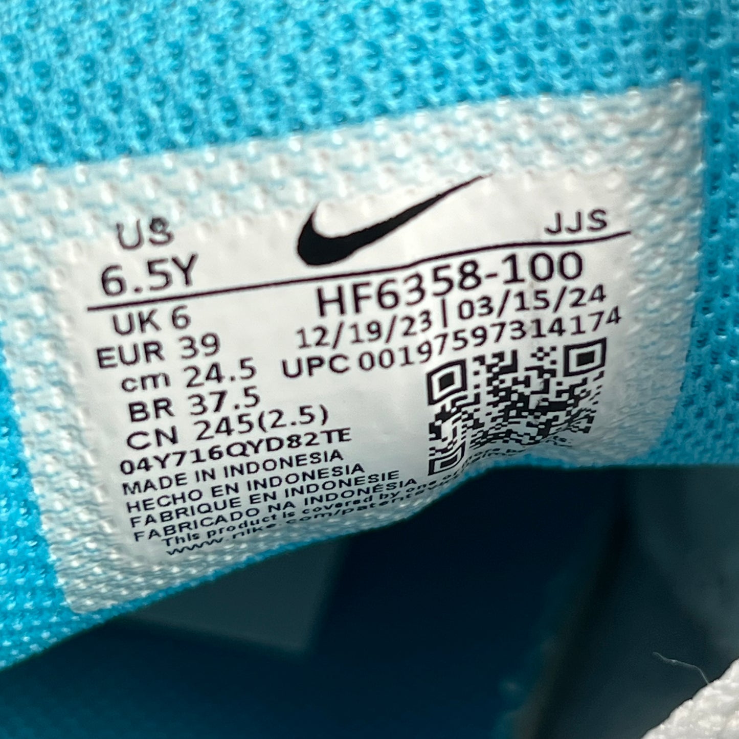 Nike Air Max 90 White Baltic Blue Armory Navy Wolf Grey (2024) Size 6.5y USED s17696
