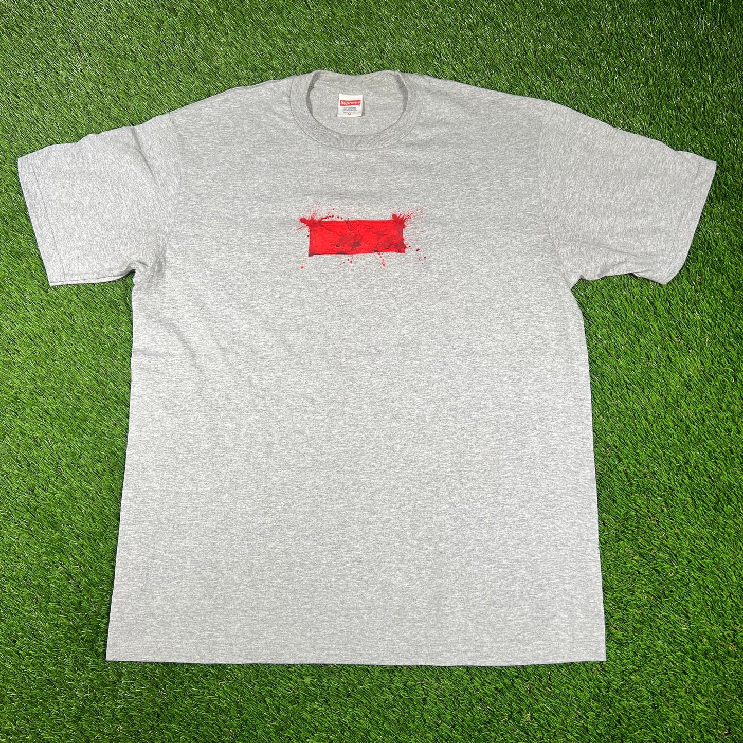 2022 Supreme Ralph Steadman Box Logo Grey Tee Size Medium USED x14559