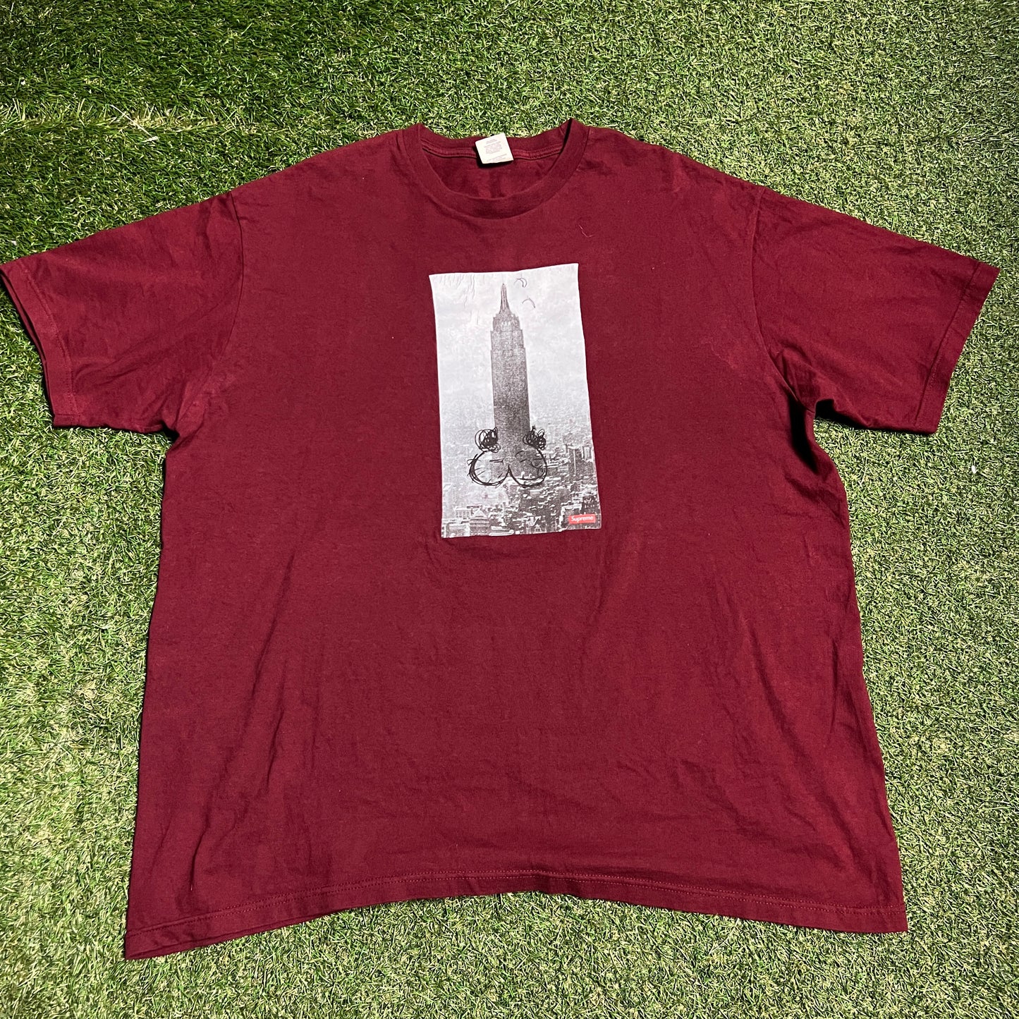 Supreme Empire State Penis Maroon Tee Size XL USED x13551