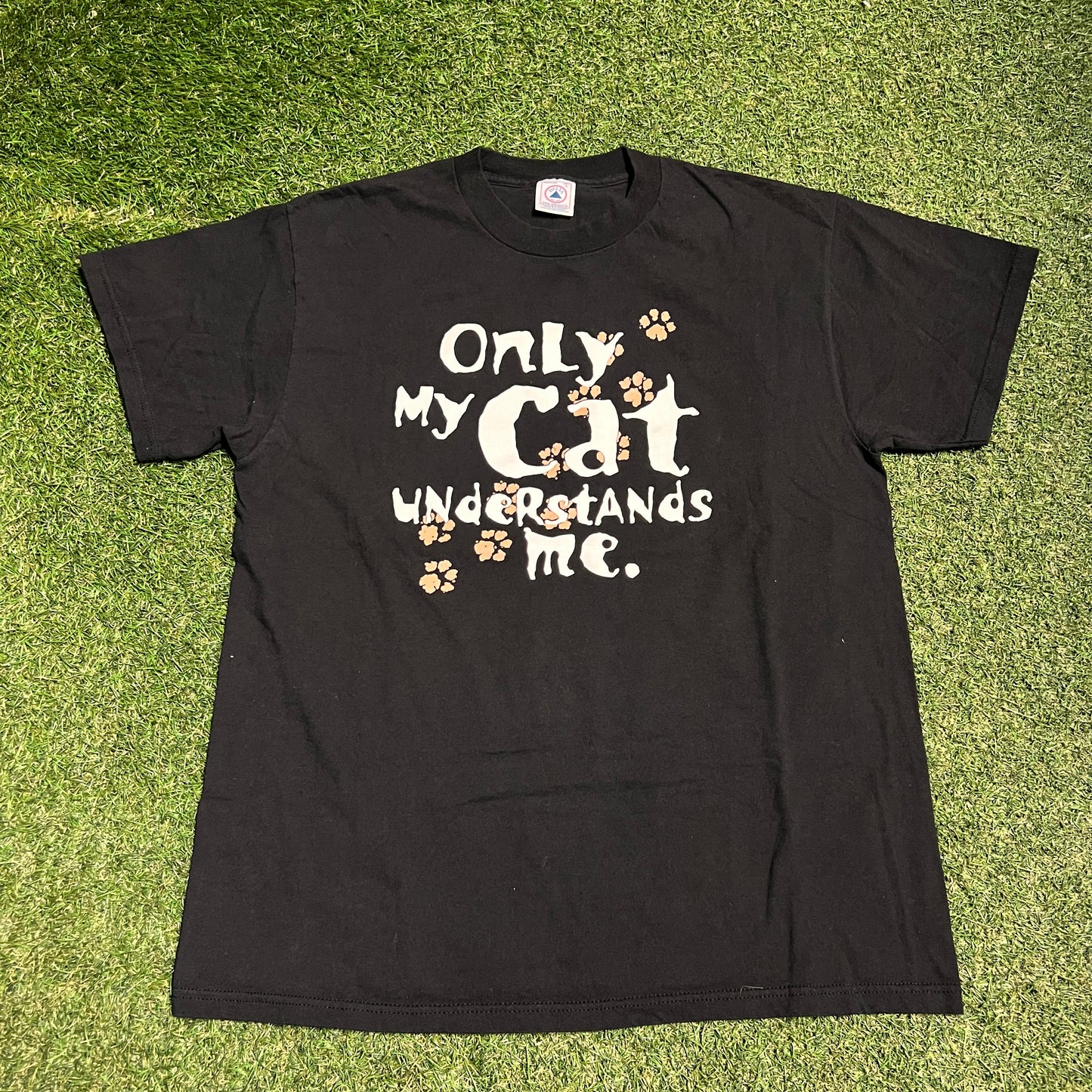 1990s Only My Cats Understand Me Black Tee Size Large USED v16491