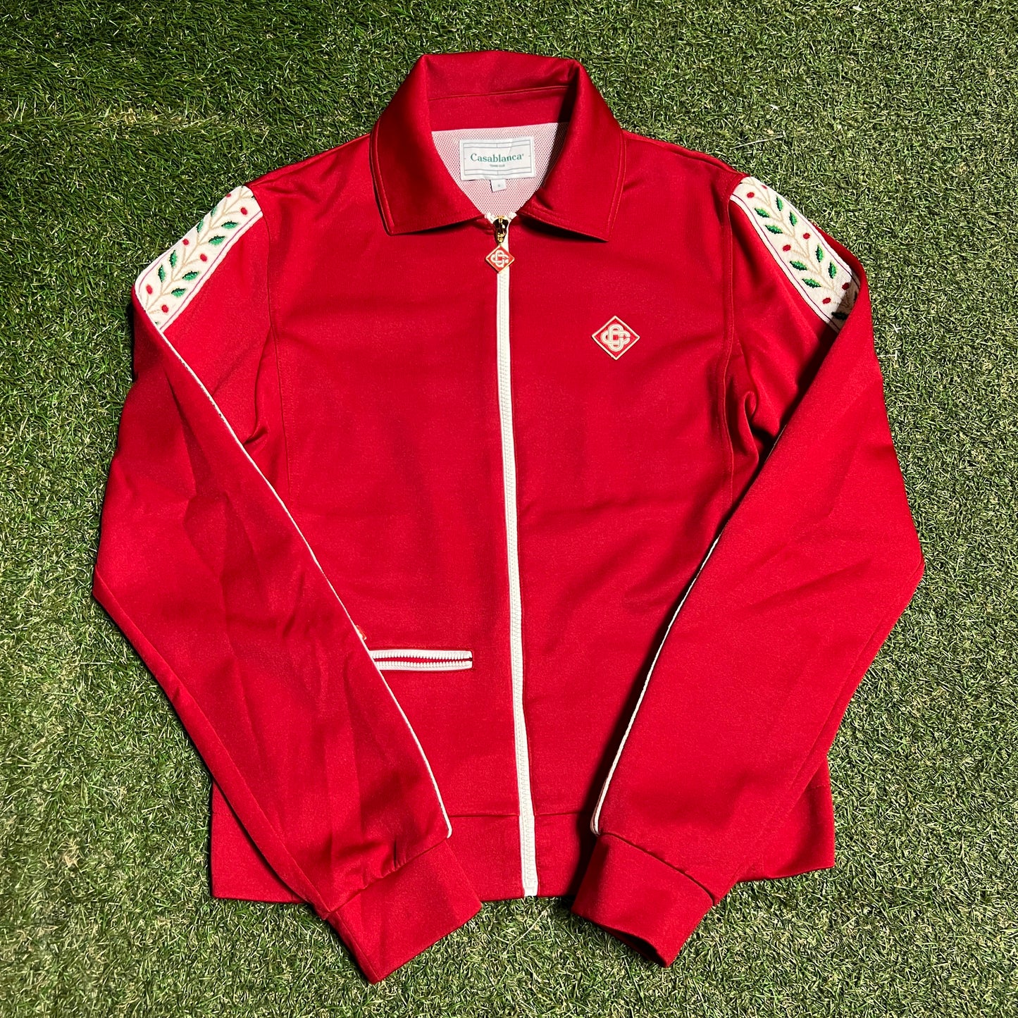 Casablanca Tennis Club Red Zip Up Hoodie Size Small USED x14156