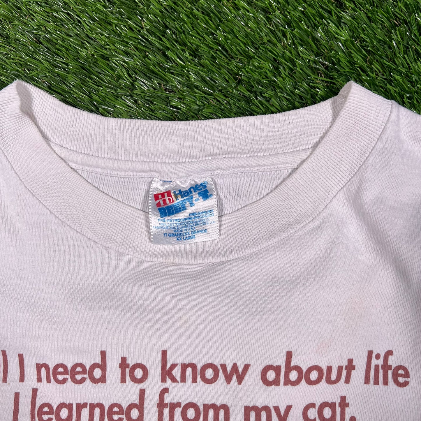 1992 White Cat Humor Tee Size XXL USED v17340