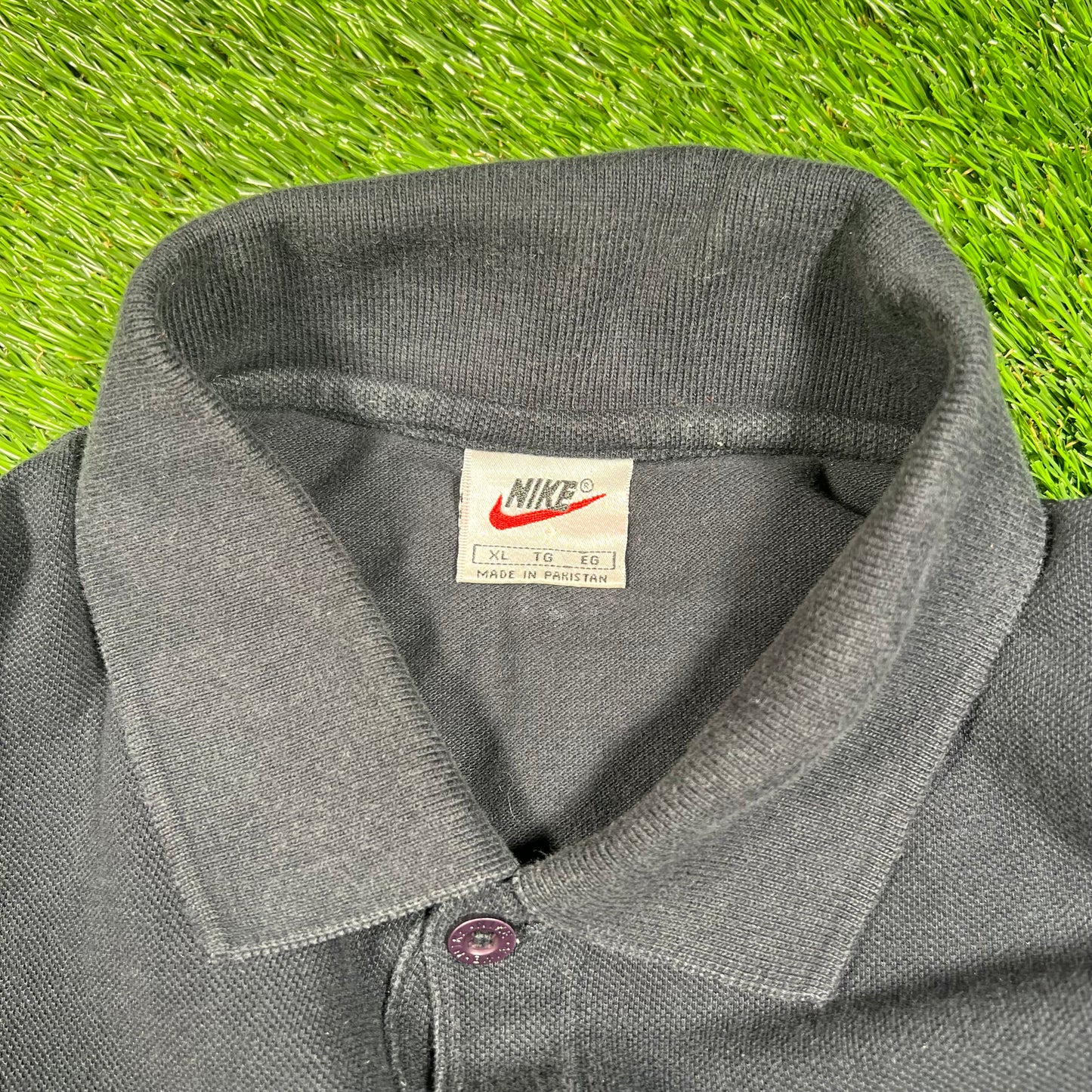 1990s Nike Black Polo Tee Size XL USED v17684