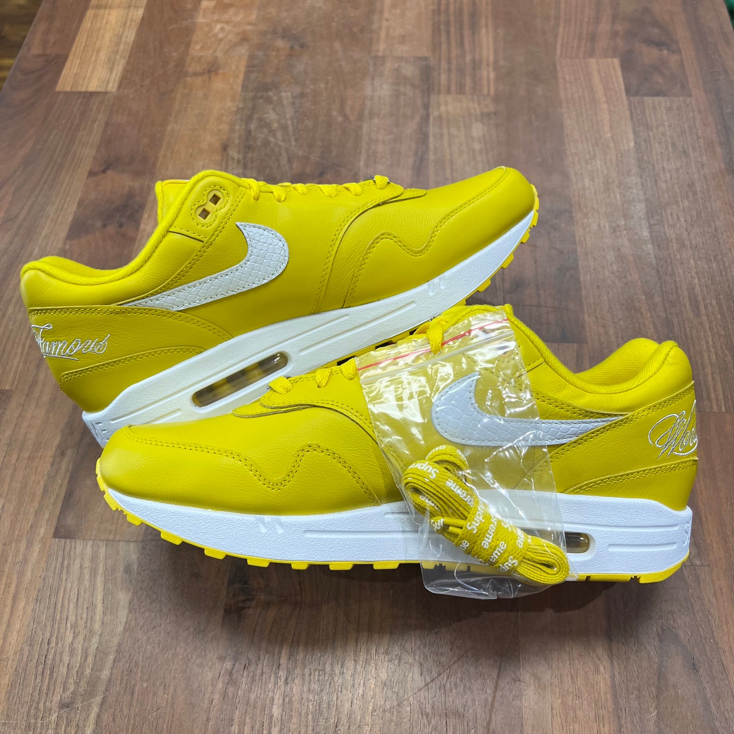 Nike x Supreme Air Max 1 Speed Yellow Size 11 NEW s17100