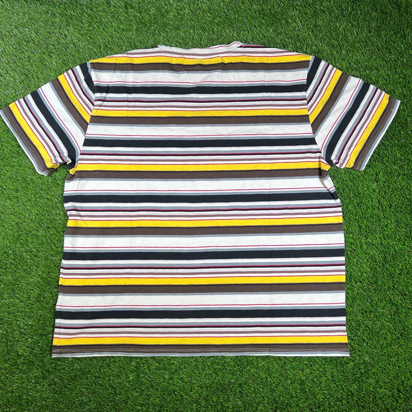 Guess LA Multi Color Yellow/Brown Stripe Tee Size XL USED v16680