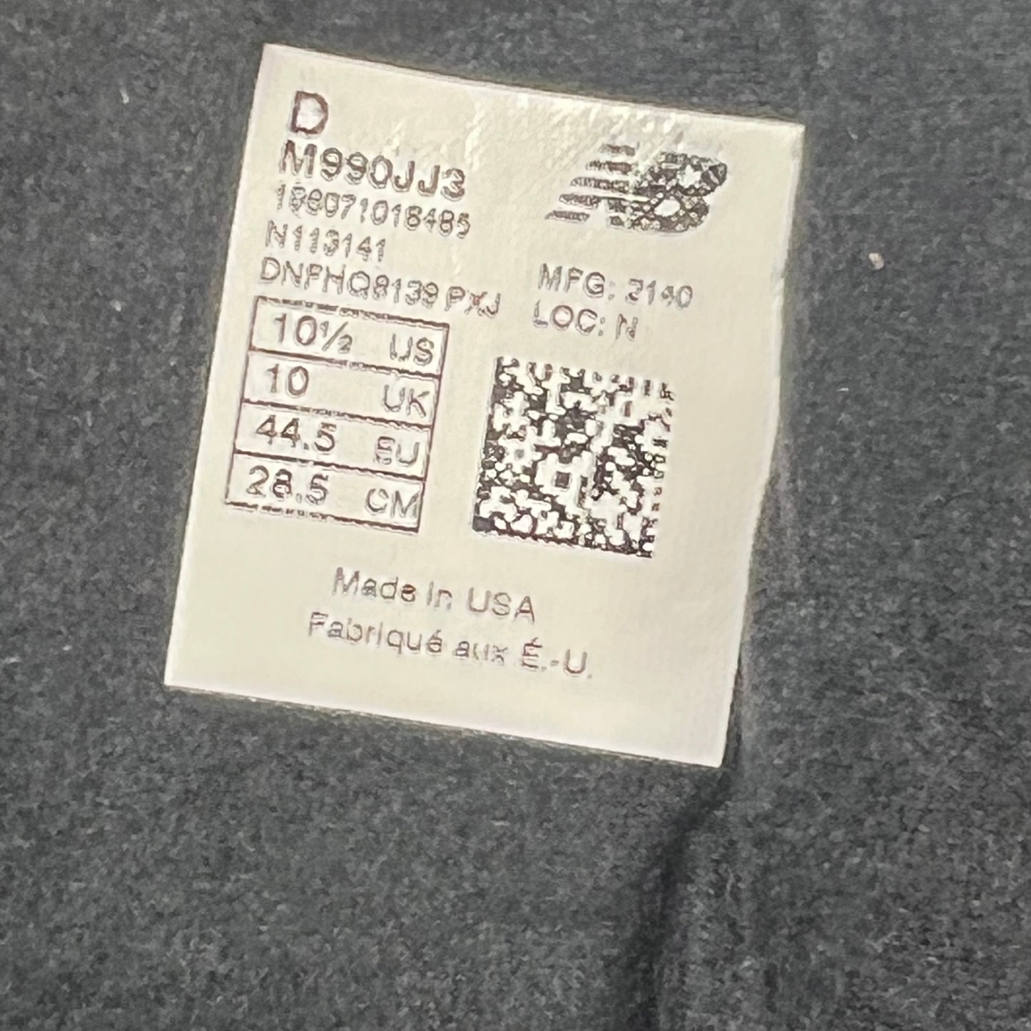 New Balance 990v3 JJJJound Brown Black (2022) Size 10.5 NEW s18548